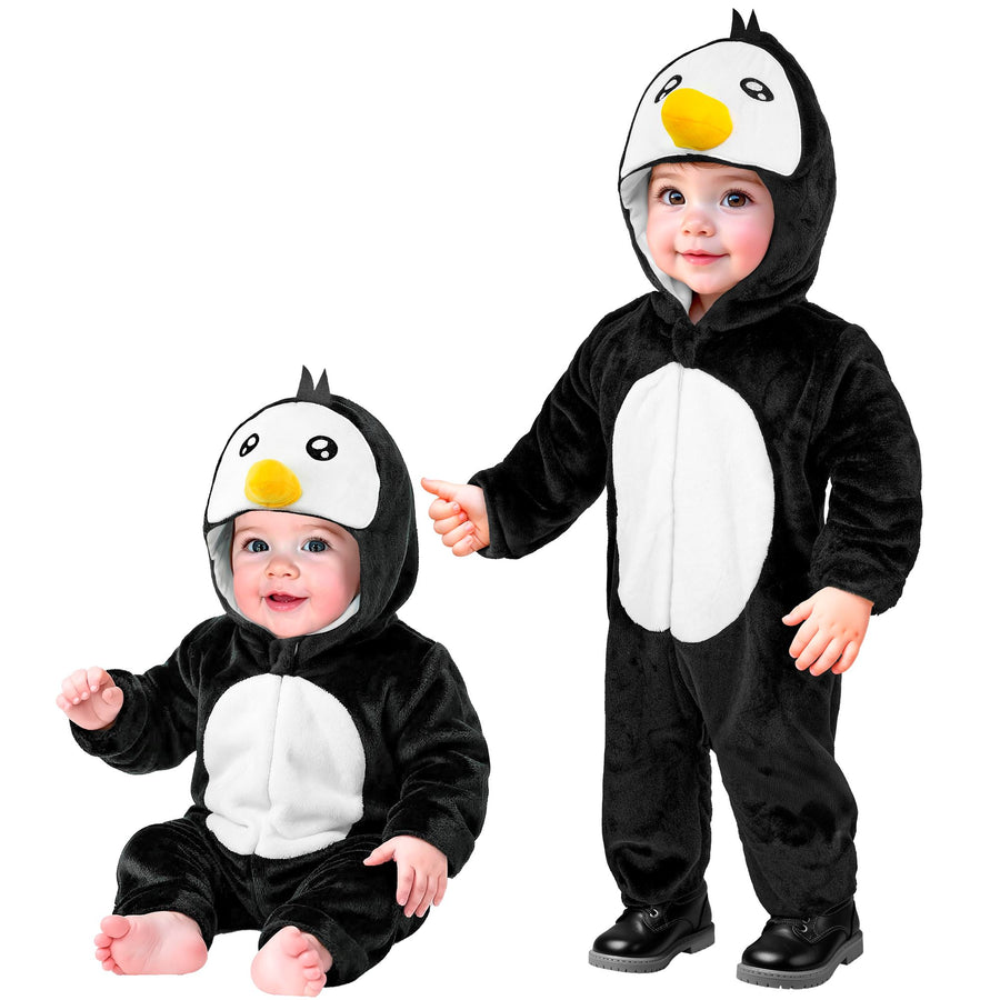 "PINGUIN SAMT PLÜSCHKOSTÜM" (Overall mit Kapuze) – Vorderansicht