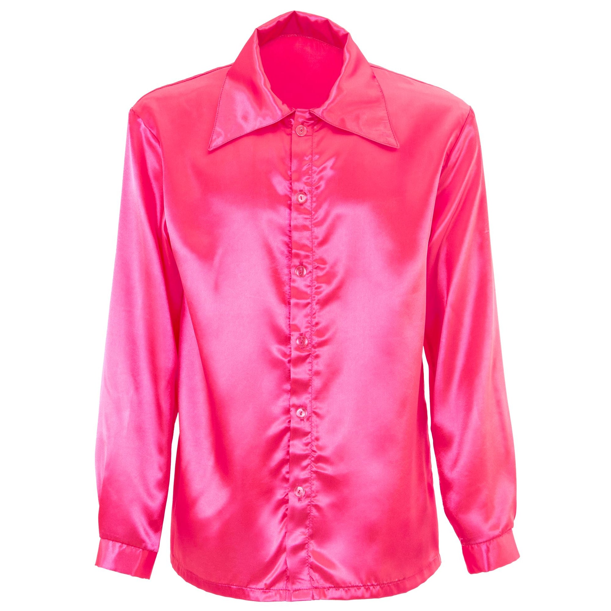 "PINK DISCOHEMD 70er JAHRE" aus Satin – Detailansicht