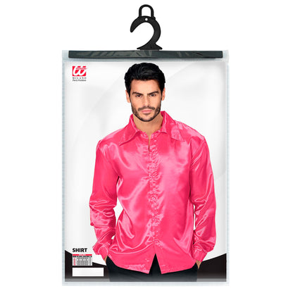 "PINK DISCOHEMD 70er JAHRE" aus Satin – Ansicht 3