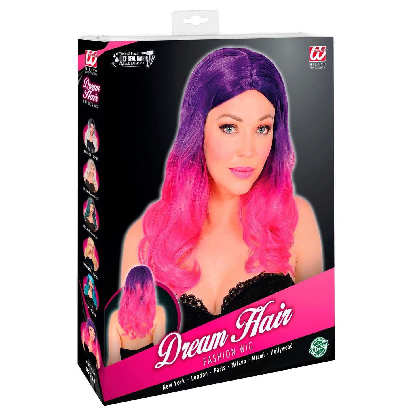 "PINK OMBRE' DREAM HAIR PERÜCKE" in farbiger Box – Detailansicht