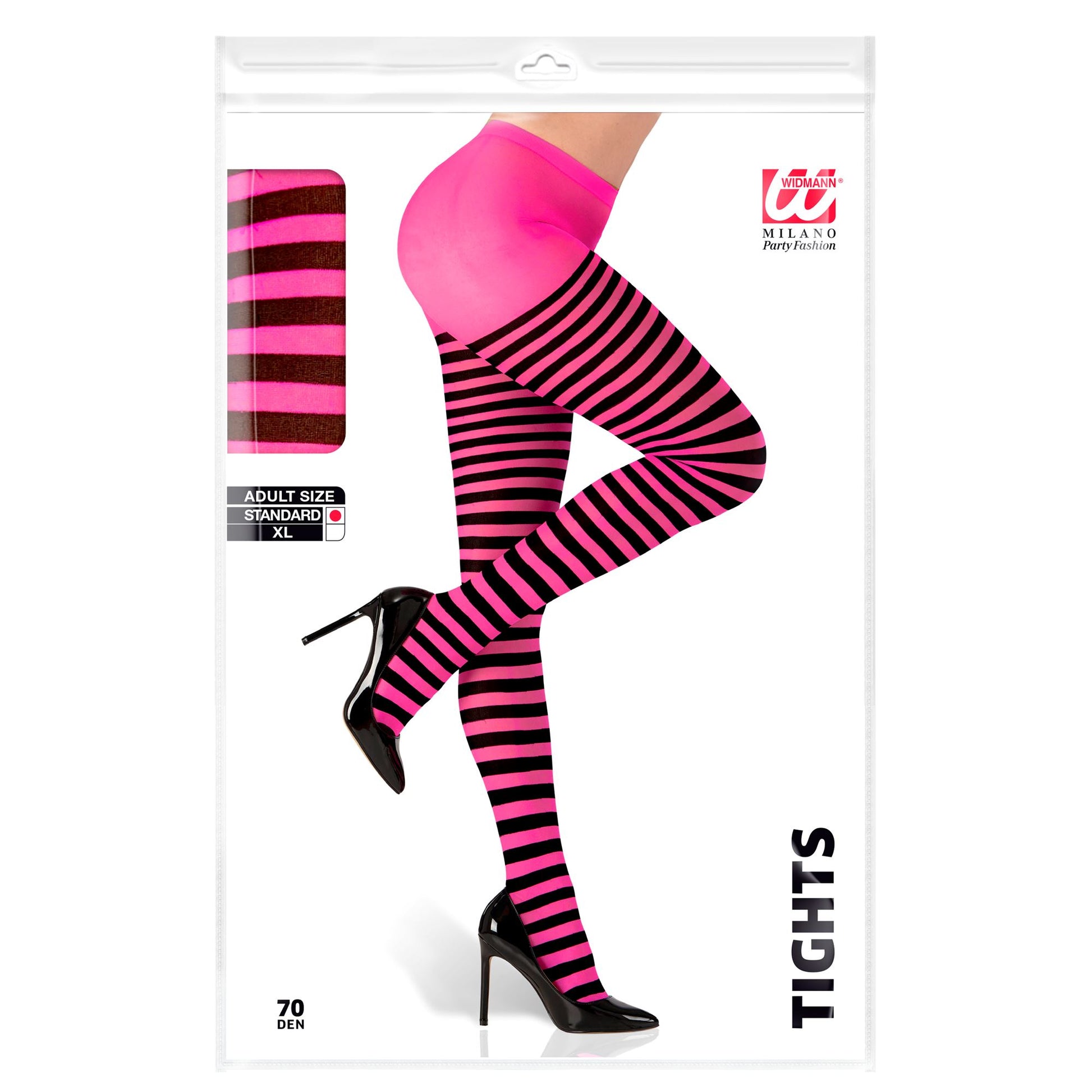 "PINK-SCHWARZ GESTREIFTE STRUMPFHOSE" 70 DEN – Detailansicht