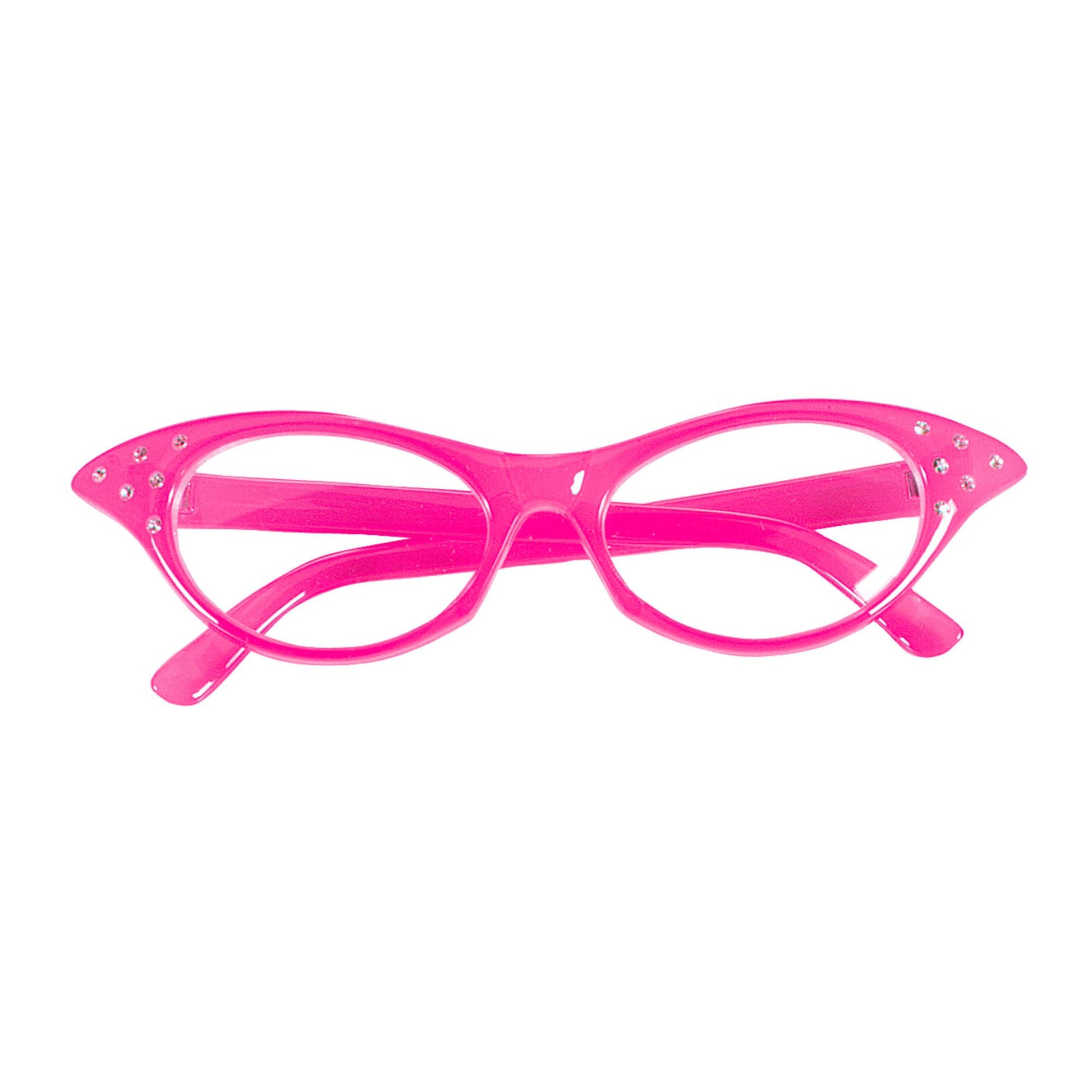 "PINKE 50ER JAHRE BRILLE MIT STRASSSTEINEN" – Vorderansicht