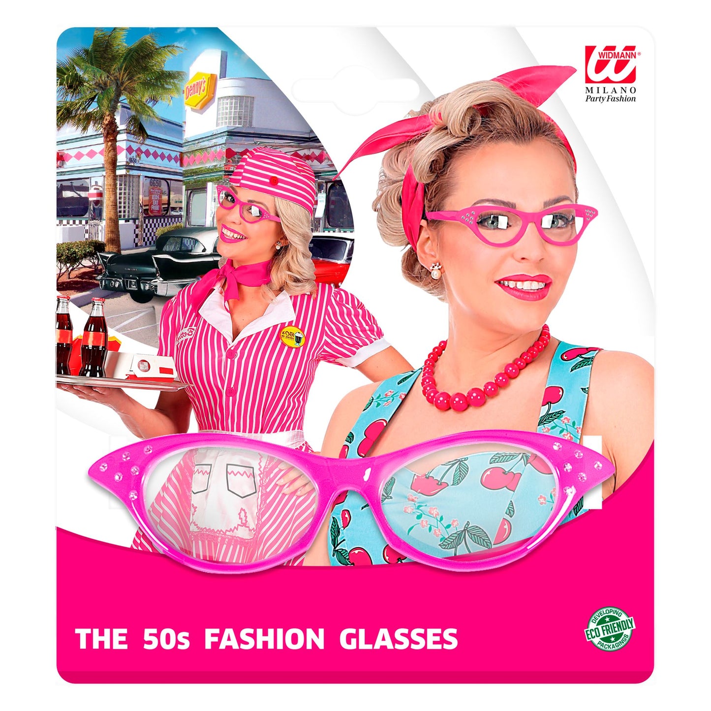 "PINKE 50ER JAHRE BRILLE MIT STRASSSTEINEN" – Detailansicht