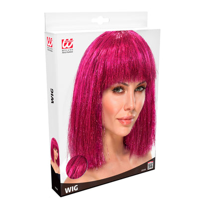 "PINKE GLITZY PERÜCKE" in box – Detailansicht