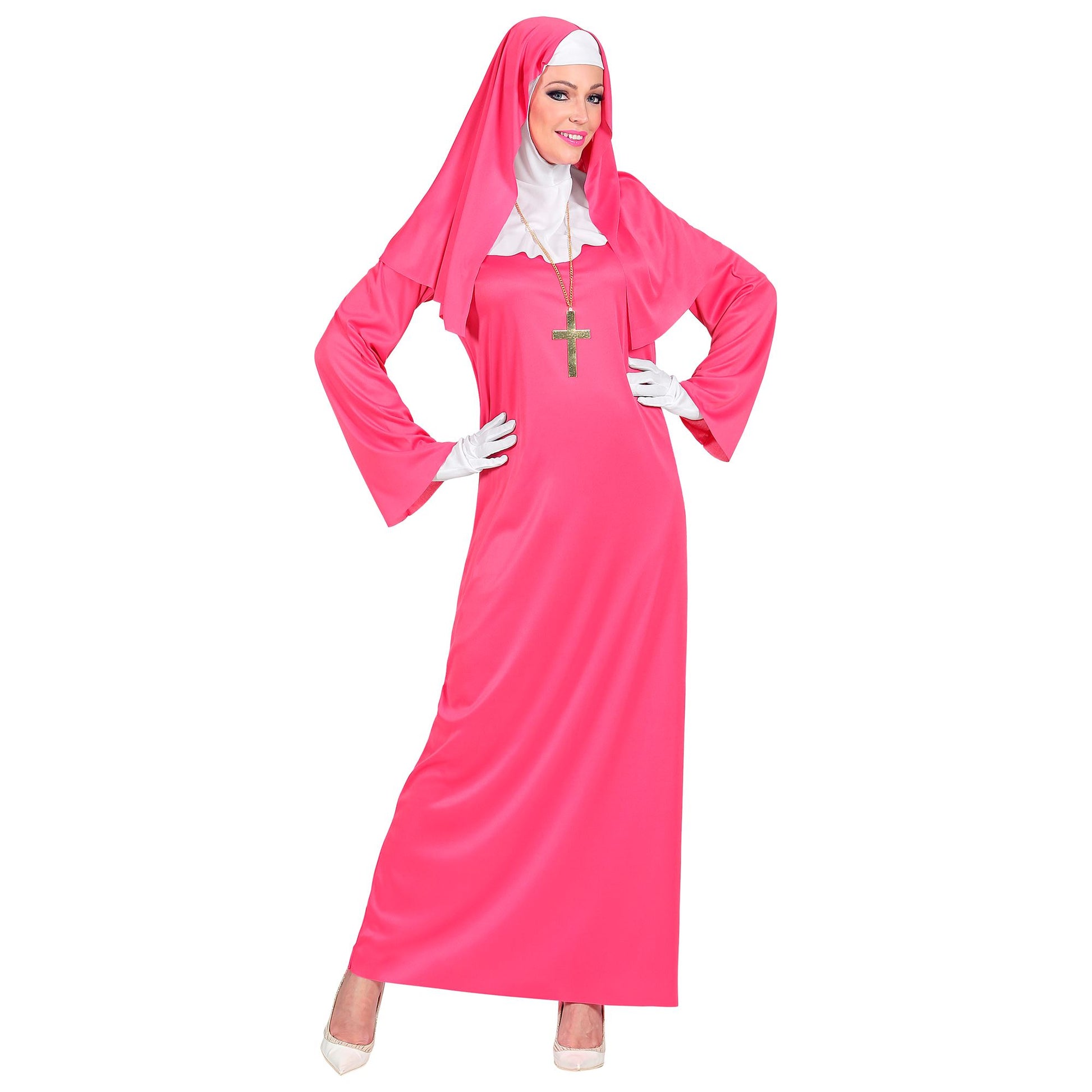 "PINKE NONNE" (Gewand, Haube, Handschuhe) – Vorderansicht
