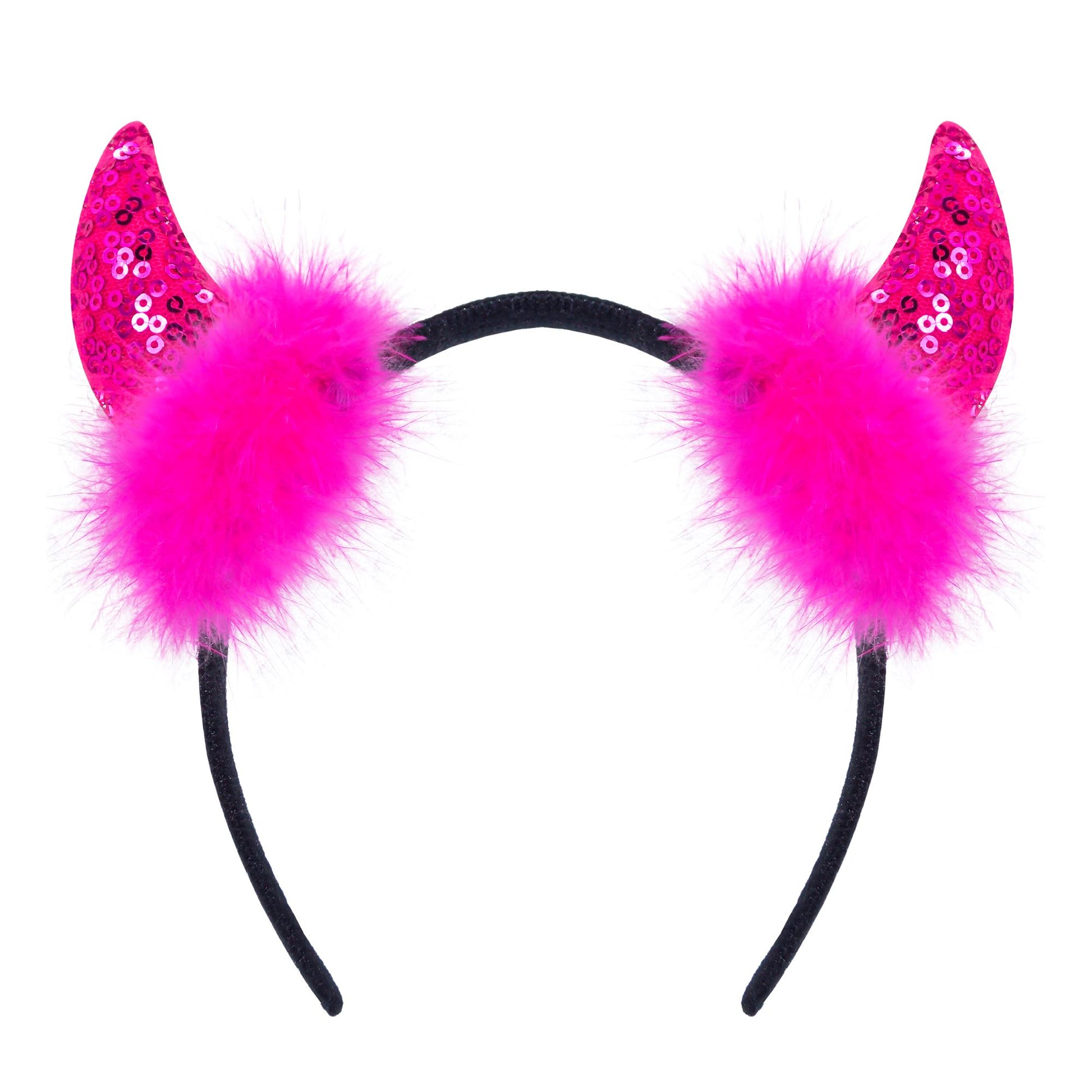 "PINKE PAILLETTEN TEUFELSHÖRNER" – Vorderansicht