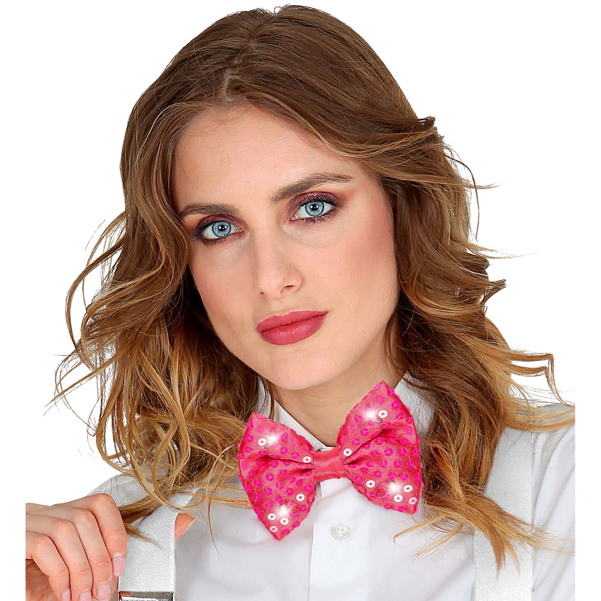 "PINKE PAILLETTENFLIEGE MIT 4 LED LICHTERN" regulierbar – Ansicht 4