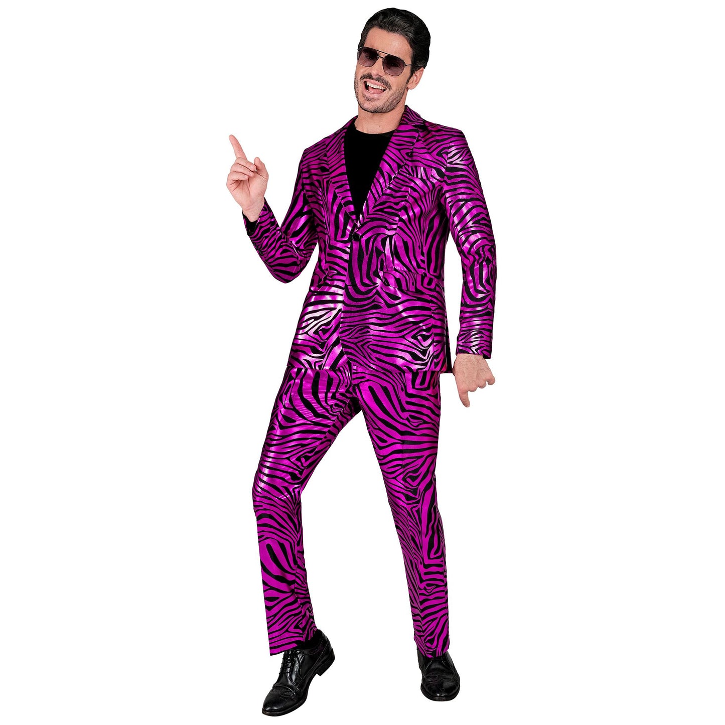 "PINKER ANIMAL PRINT PARTY FASHION ANZUG" (Jackett, Hose) – Vorderansicht