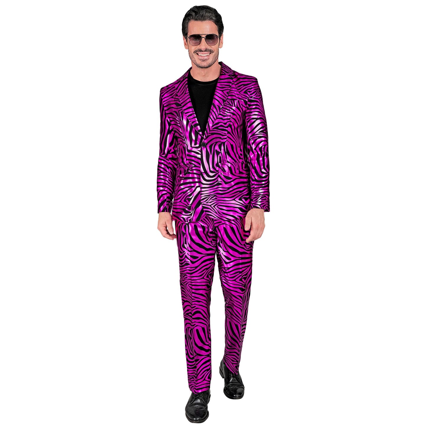 "PINKER ANIMAL PRINT PARTY FASHION ANZUG" (Jackett, Hose) – Detailansicht