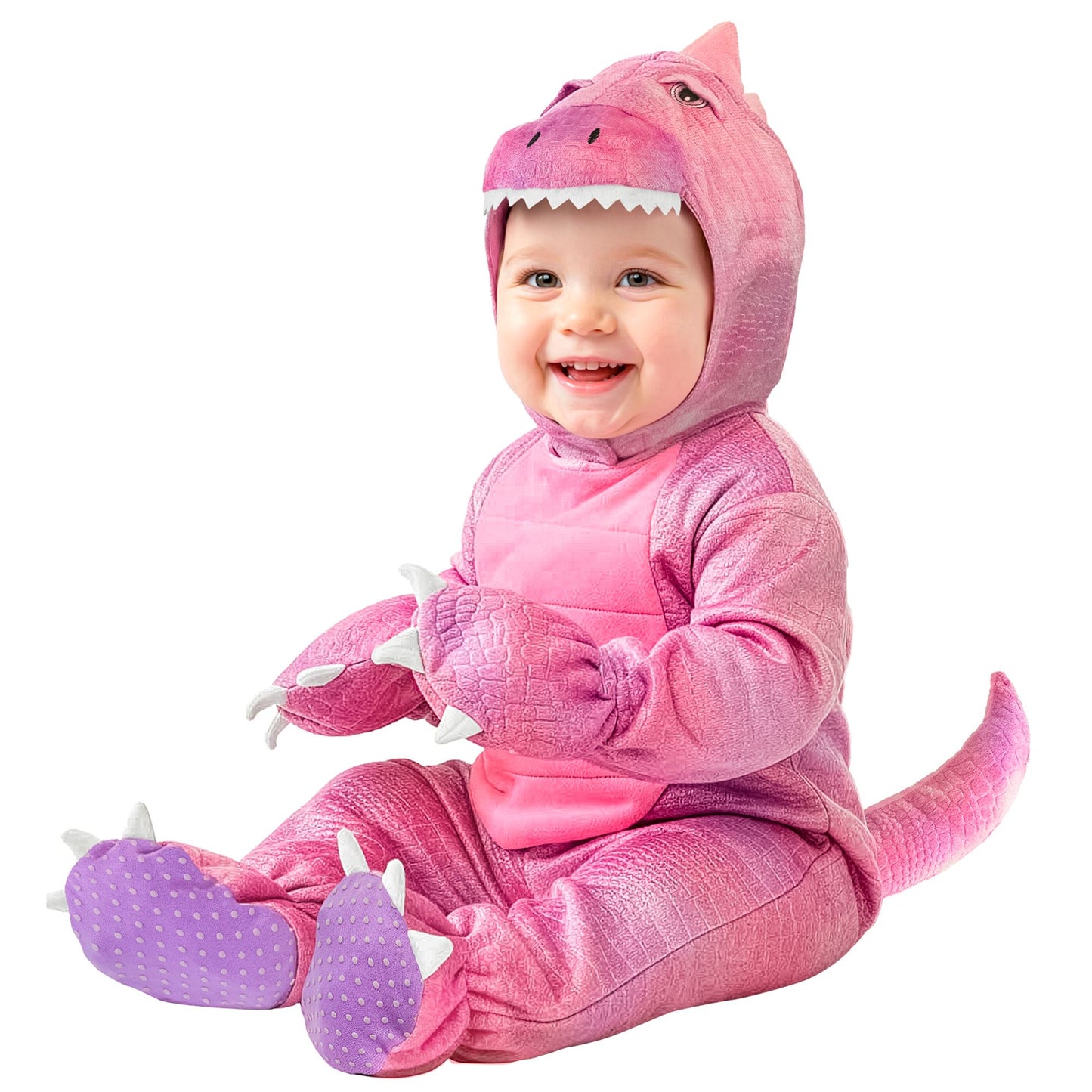 "PINKER DINO" (Overall, Kapuze mit Kopf) – Ansicht 4