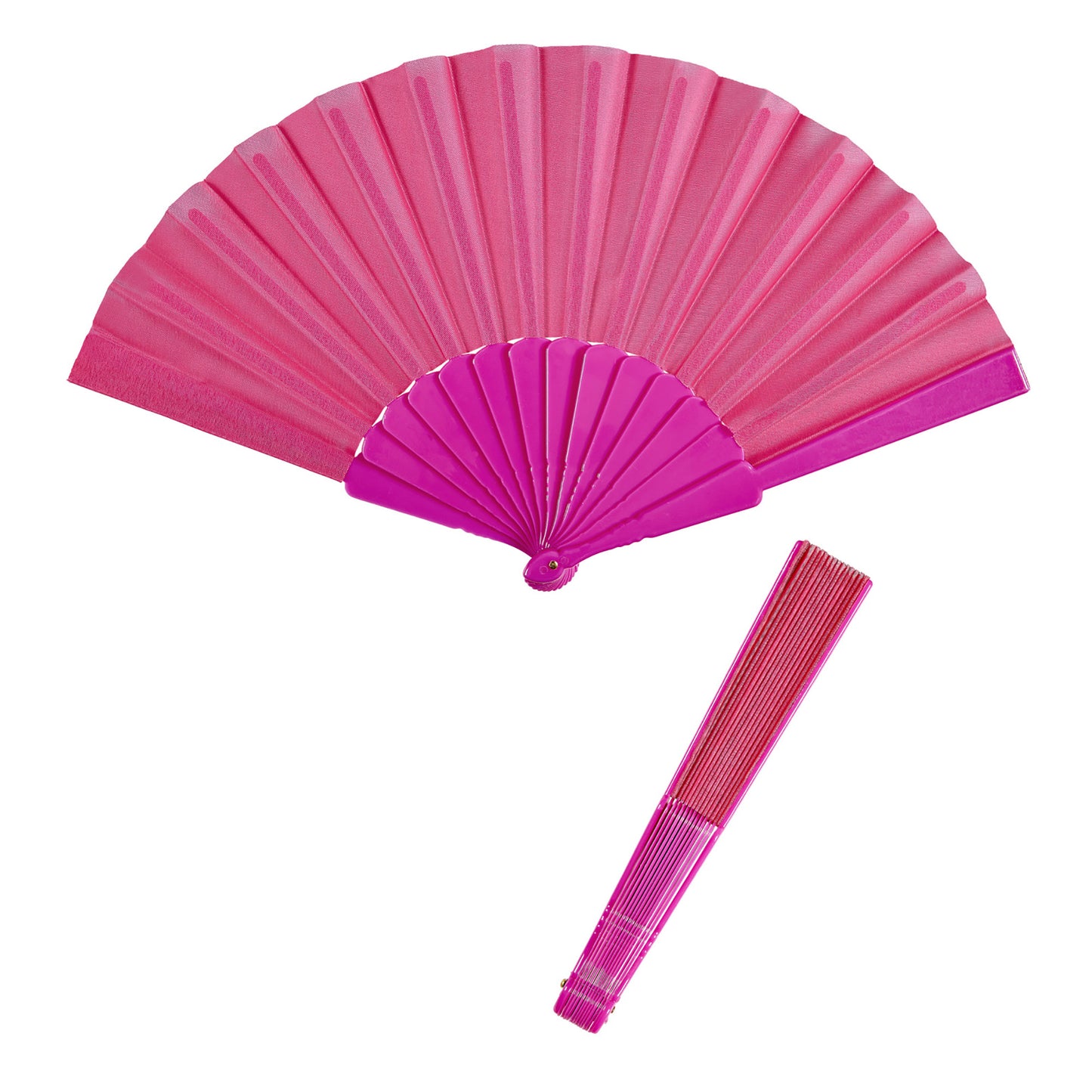 "PINKER FÄCHER AUS STOFF" 23cm – Vorderansicht