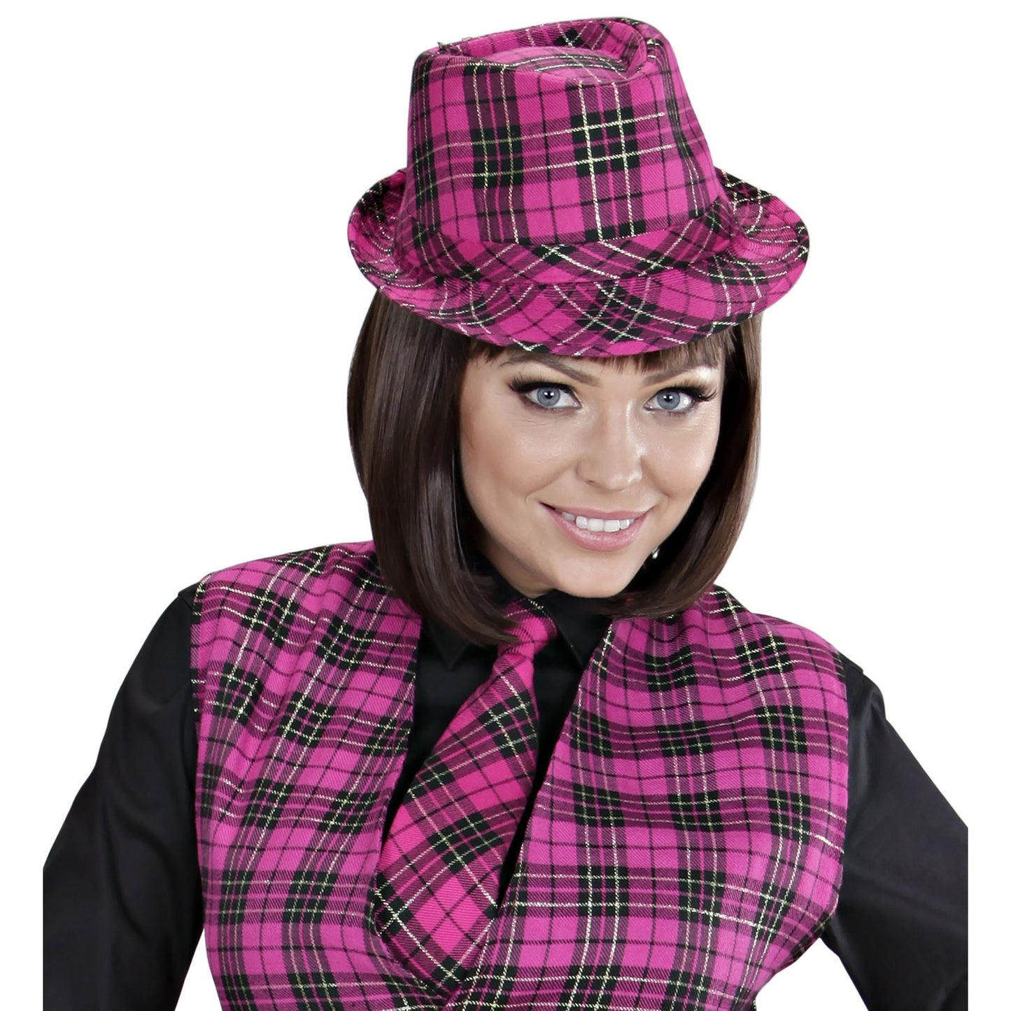 "PINKER TARTANFEDORA" – Detailansicht