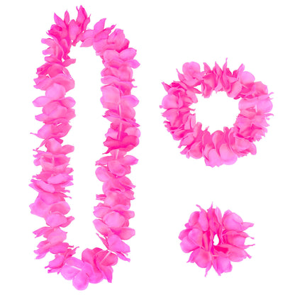 "PINKES HAWAII-SET" (Halskette, Sitrnband, Armband) – Vorderansicht