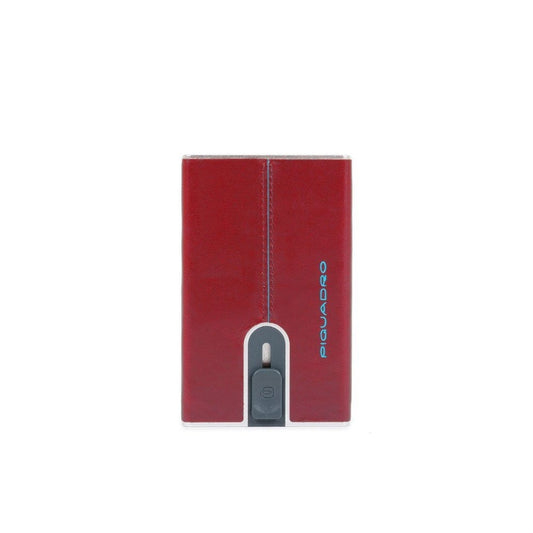 Piquadro Piquadro, Blue Square, Leder-Kartenhalter, Quadratisches Schiebesystem mit Geldklammer, PP5358B2R-R, Rot, Für Männer
