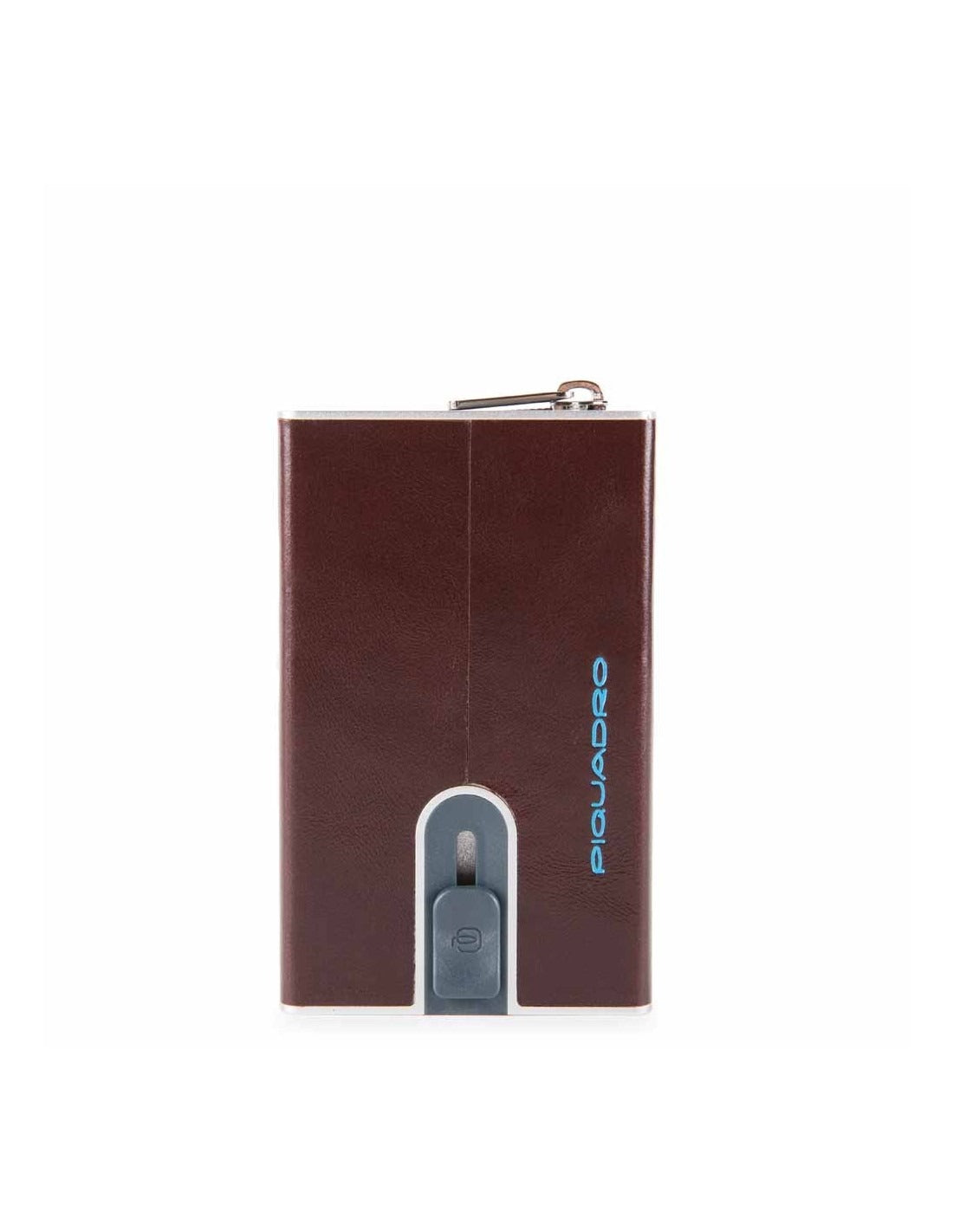 Piquadro Piquadro, Blue Square, Leder-Kartenhalter, Quadratisches Schiebesystem mit Reißverschluss-Münzfach, PP5359B2R-MO, Ma