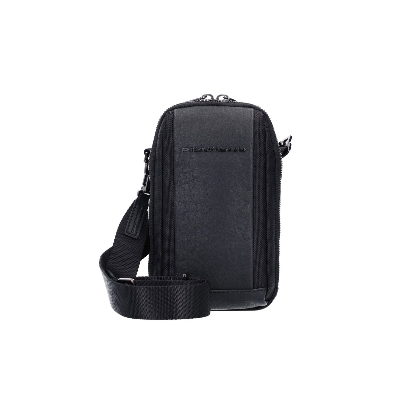 Piquadro, Brief 2, Nylon und Leder, Textil-Umhängetasche, Schwarz, CA5485BR2, Für Männer