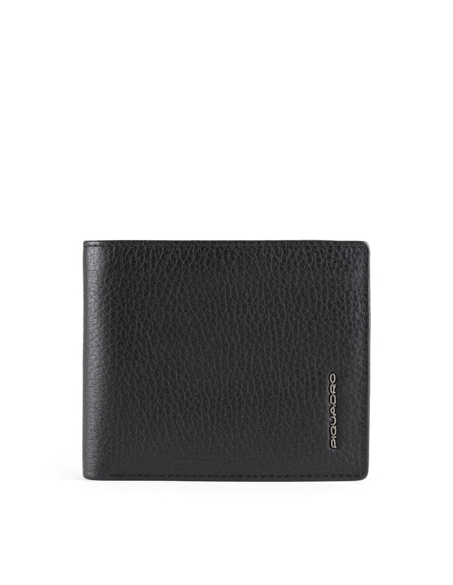 Piquadro schwarzes Leder-Portemonnaie Ultra Slim, 11 × 9 × 1,5 cm