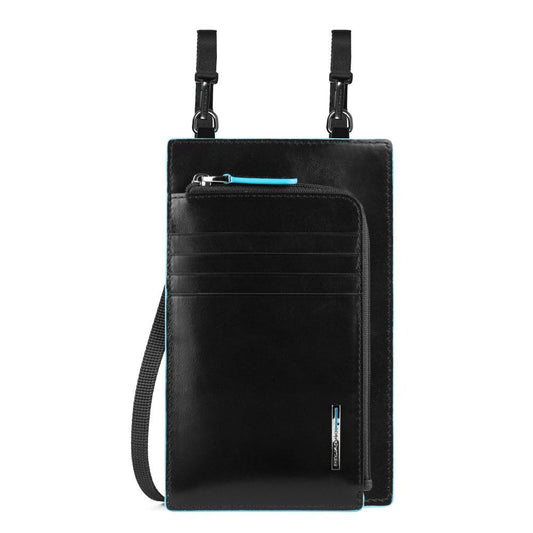 Piquadro Piquadro, Blue Square, Leder-Umhängetasche, Schwarz, 11,5 x 19 x 2 cm, Für Männer Regular