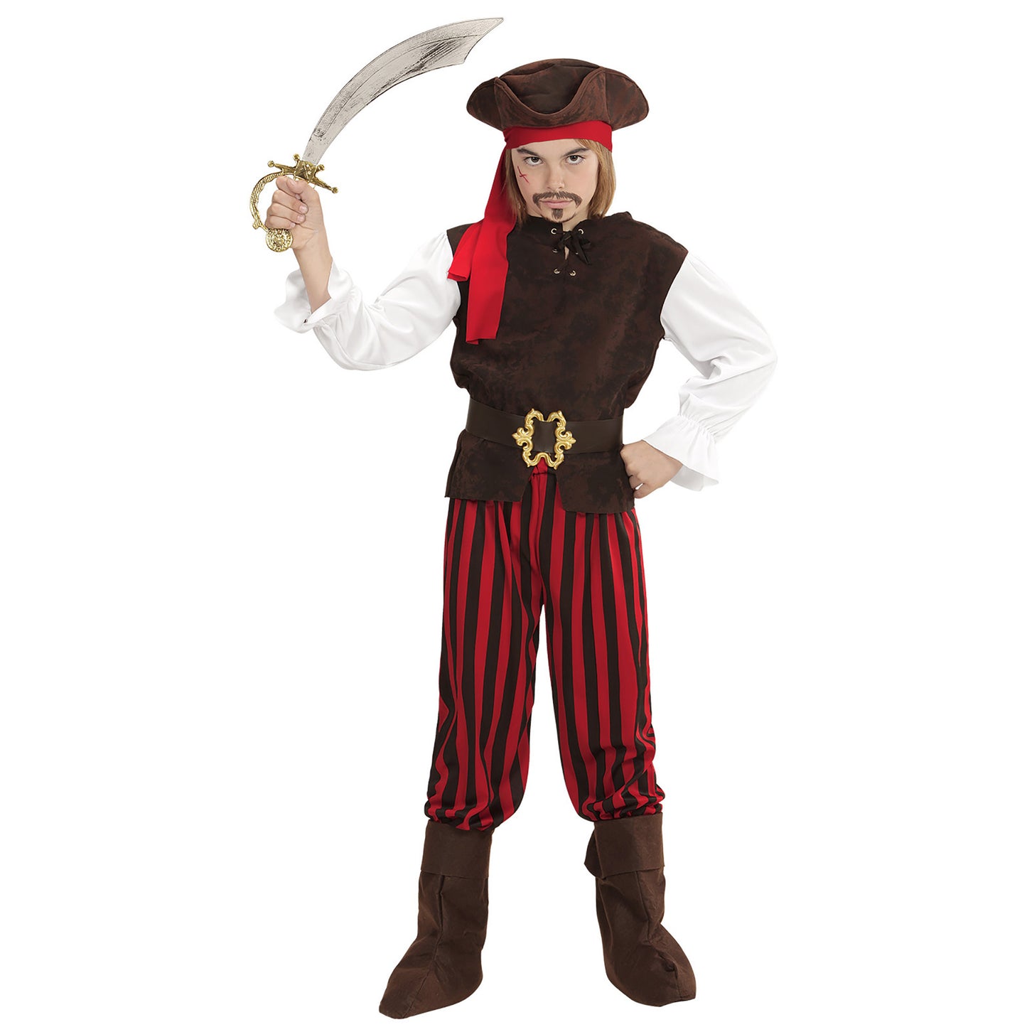 "PIRAT DER KARIBIK" (Hemd mit Weste, Hose, Gürtel, Stiefelüberzieher, Stirnband, Hut) – Ansicht 3