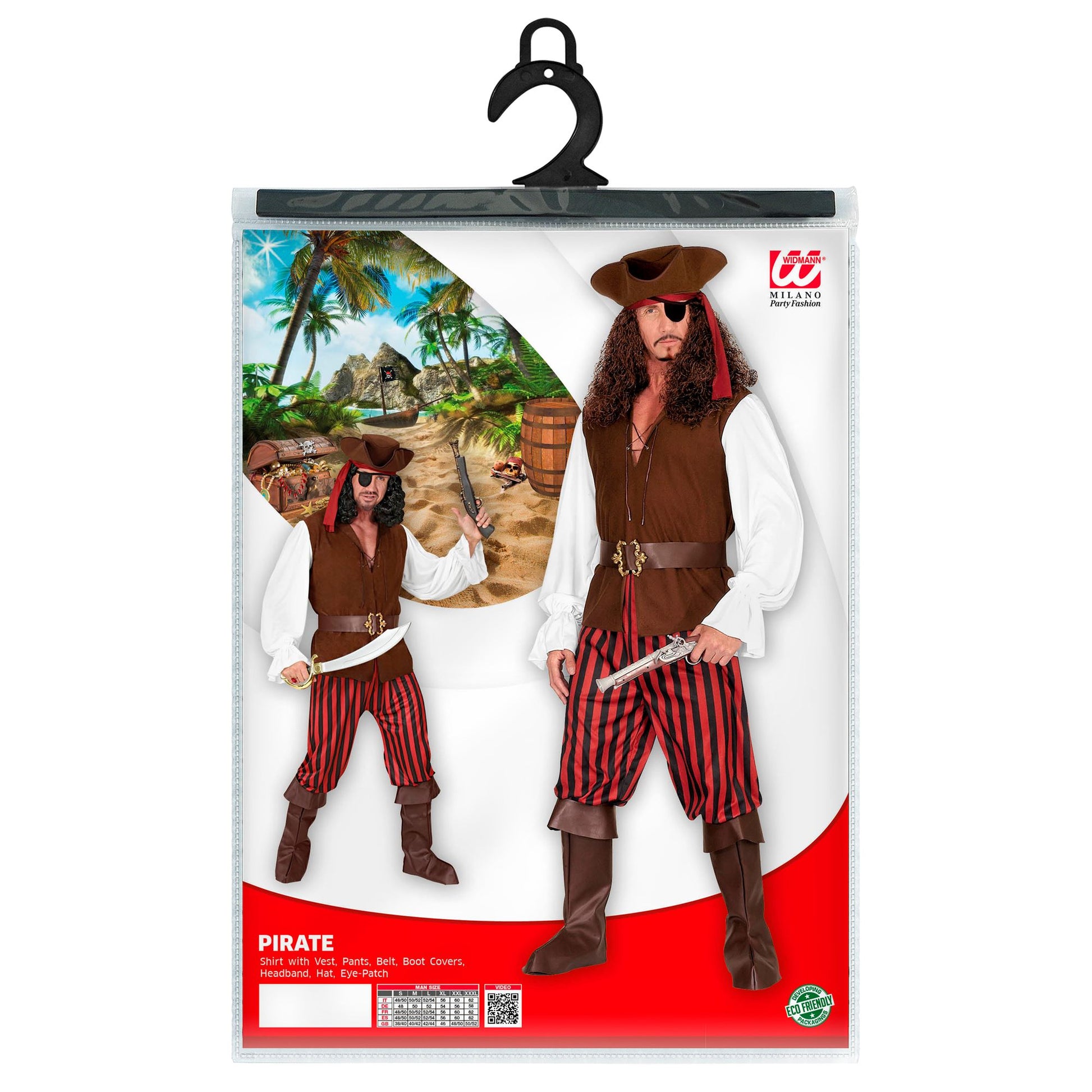 "PIRAT" (Hemd mit Weste, Hose, Gürtel, Stiefelüberzieher, Stirnband, Hut, Augenklappe) – Ansicht 3