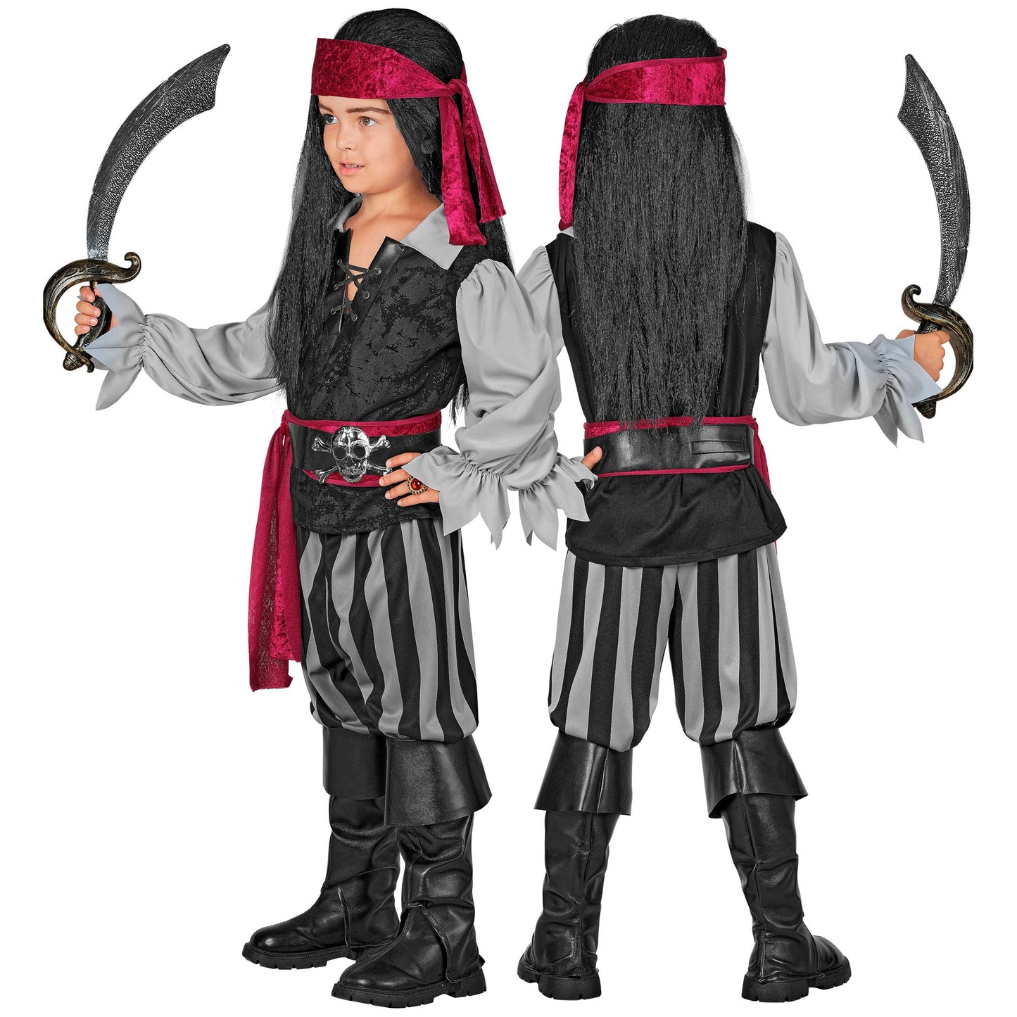 "PIRAT" (Hemd mit Weste, Hose, Schärpe, Gürtel, Stirnband, Stiefelüberzieher) – Ansicht 4