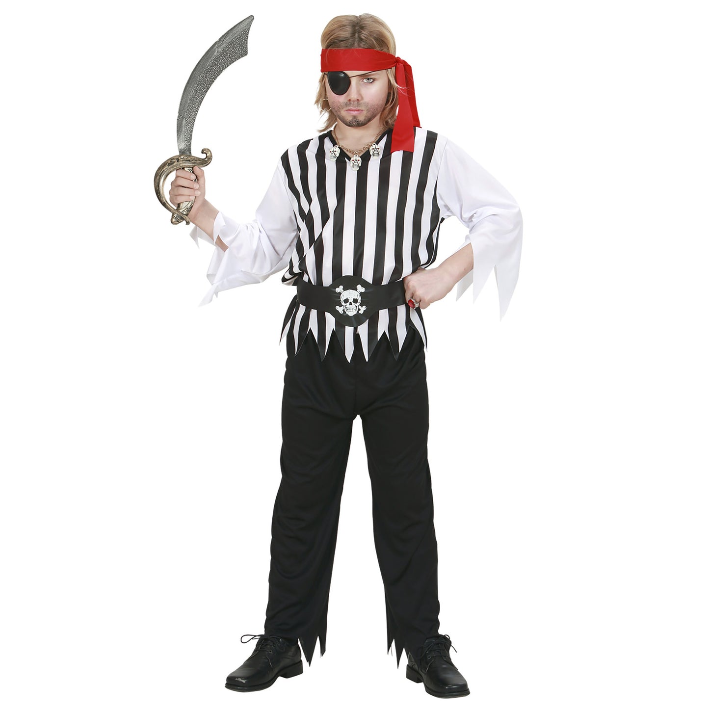 "PIRAT" (Oberteil, Hose, Gürtel, Stirnband) – Vorderansicht