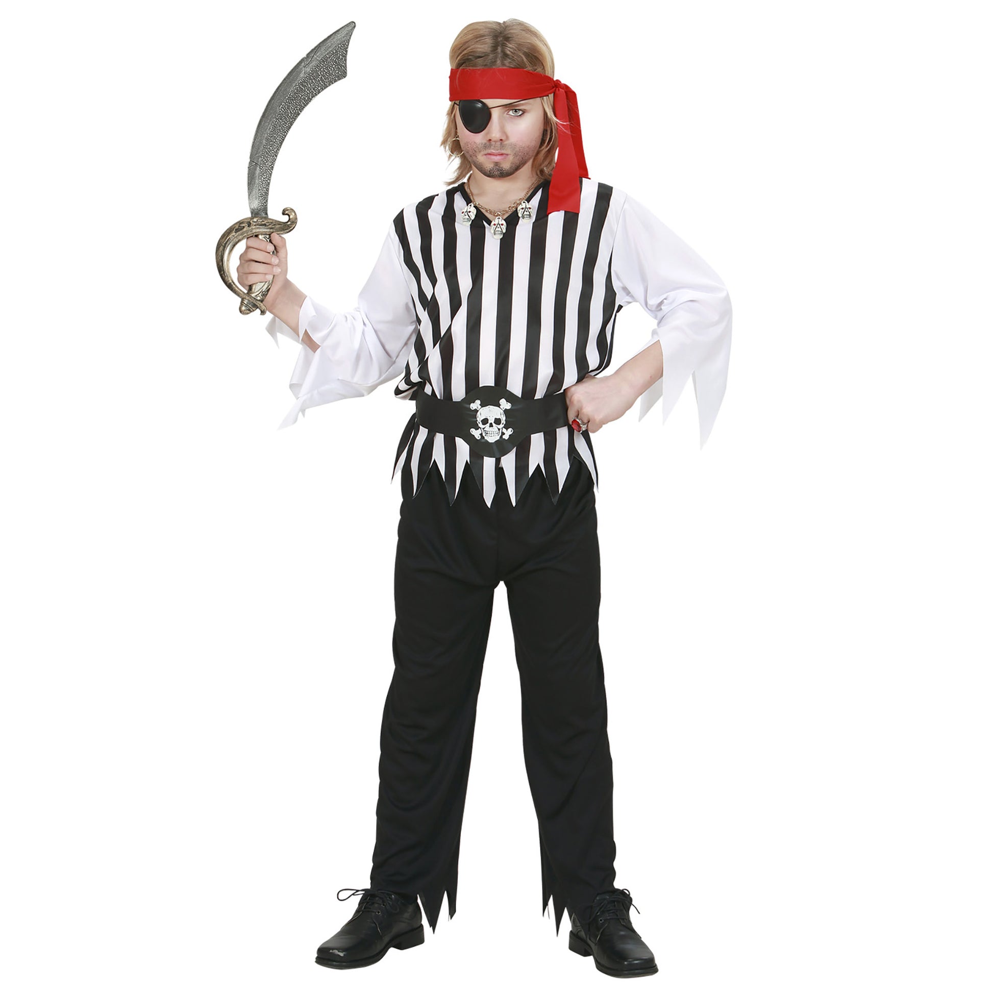 "PIRAT" (Oberteil, Hose, Gürtel, Stirnband) – Vorderansicht