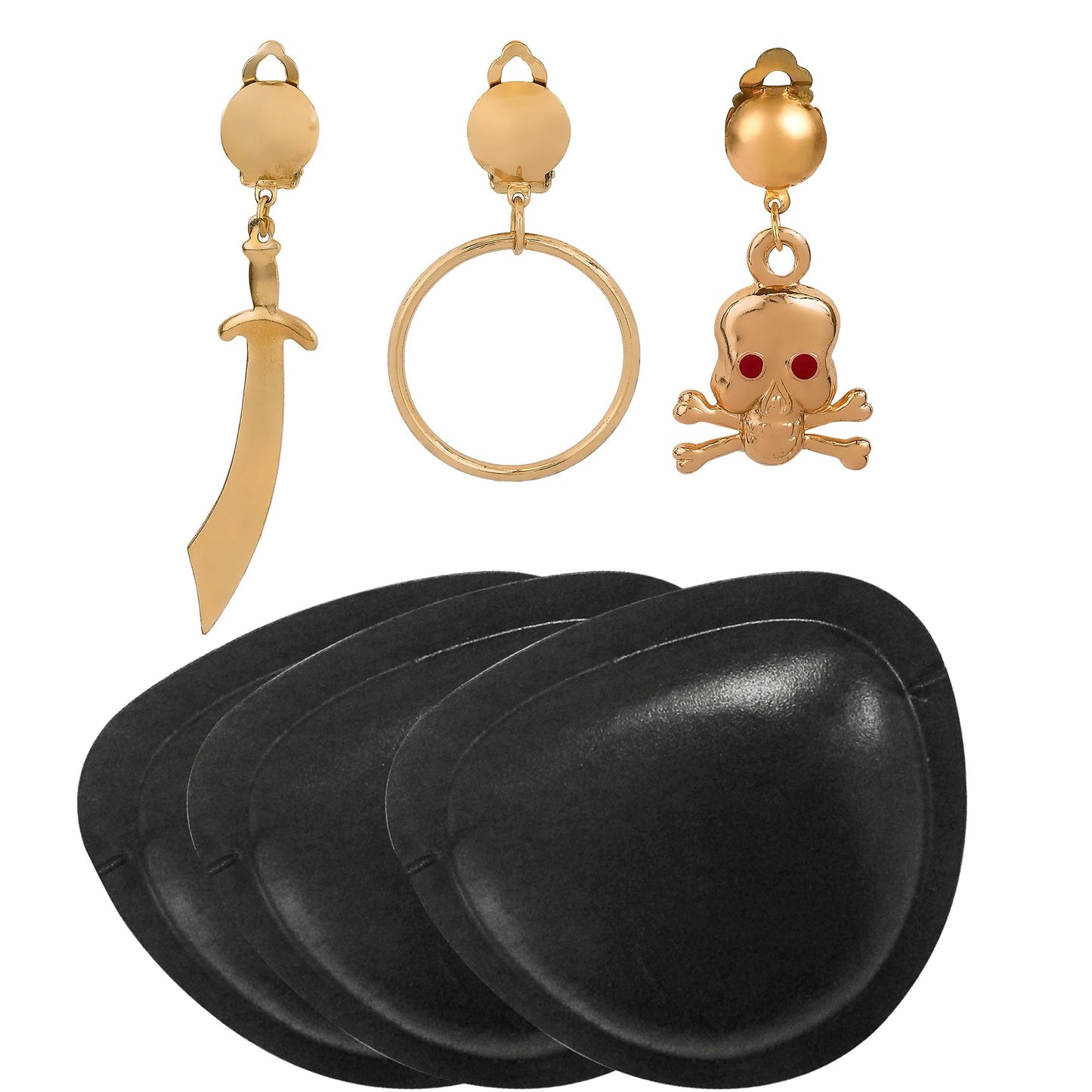 "PIRAT" Set (Augenklappe, Ohrring)sort. in 3 Modellen – Vorderansicht