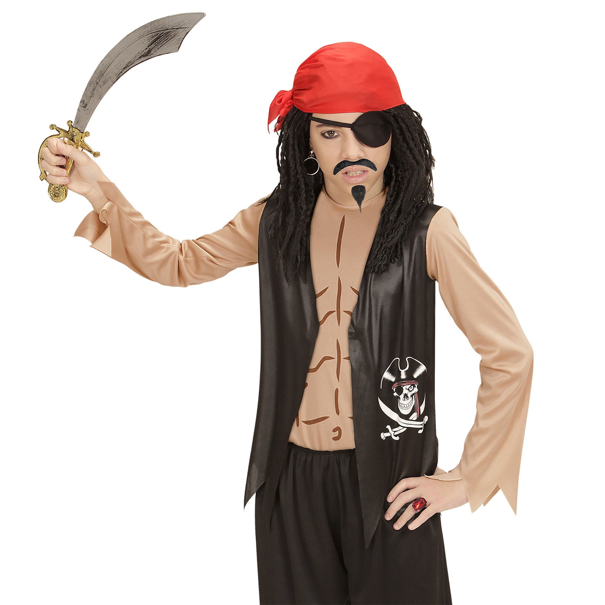 "PIRAT" (T-Shirt mit Weste, Bandana, Augenklappe) – Ansicht 3