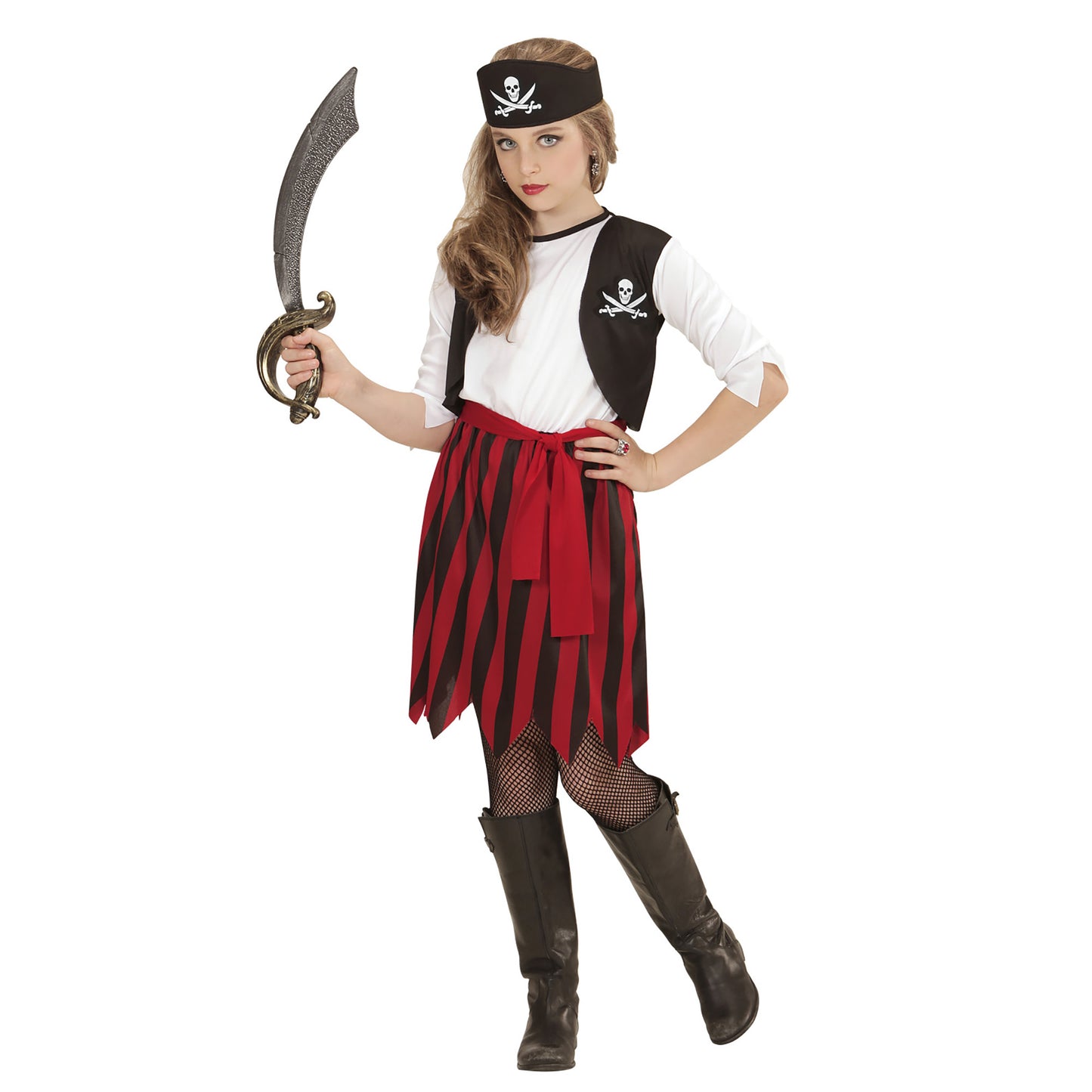 "PIRATE GIRL" (Kleid mit Weste, Gürtel, Stirnband) – Vorderansicht