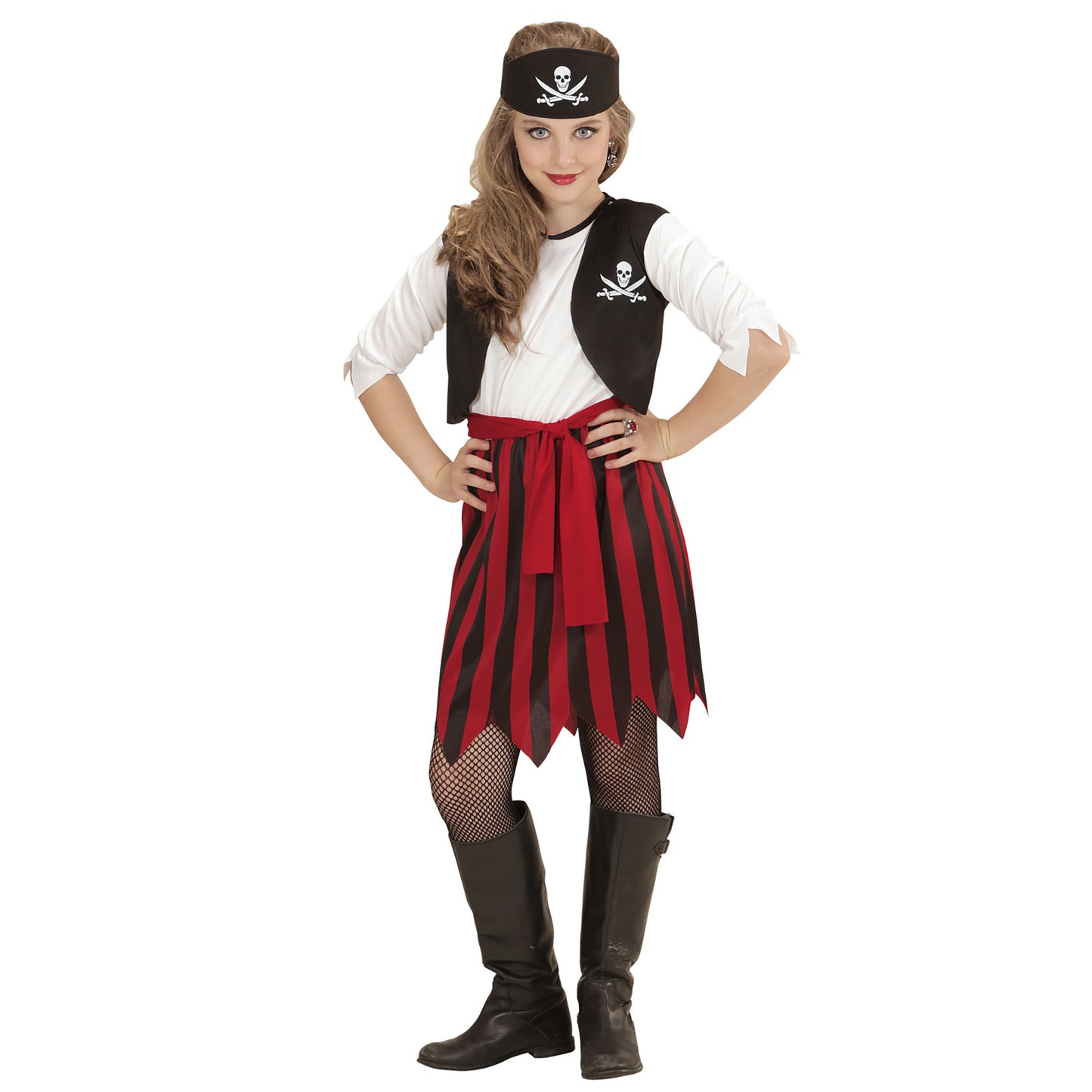 "PIRATE GIRL" (Kleid mit Weste, Gürtel, Stirnband) – Detailansicht