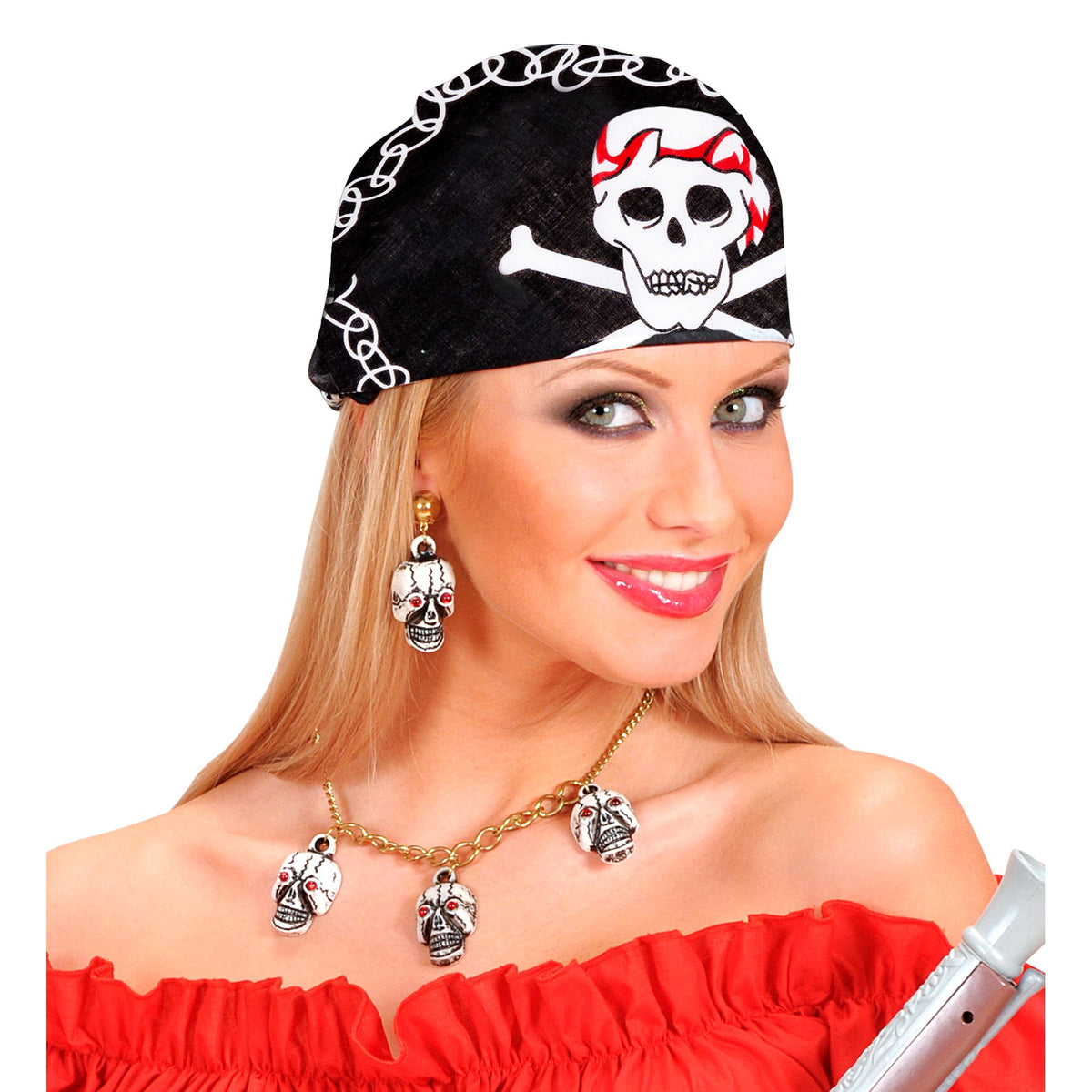 "PIRATE TOTENKOPF BANDANA" 55x55 cm - 100% Baumwolle – Ansicht 4