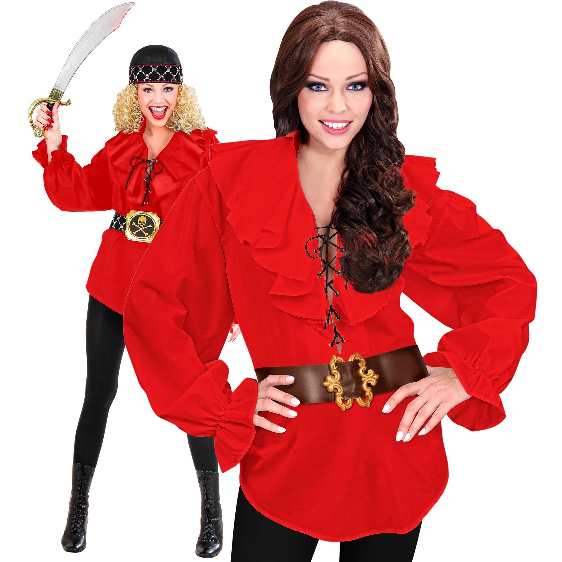 "PIRATEN/ RENAISSANCE BLUSE ROT" – Vorderansicht