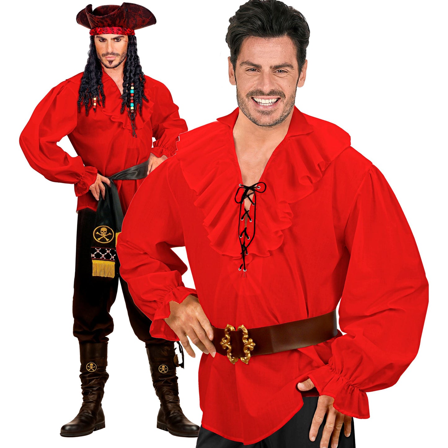 "PIRATEN/ RENAISSANCE HEMD ROT" – Vorderansicht