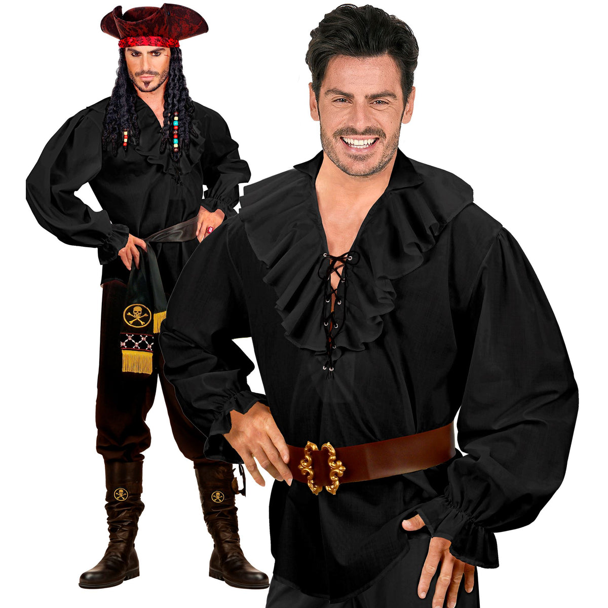 "PIRATEN/ RENAISSANCE HEMD SCHWARZ" – Vorderansicht
