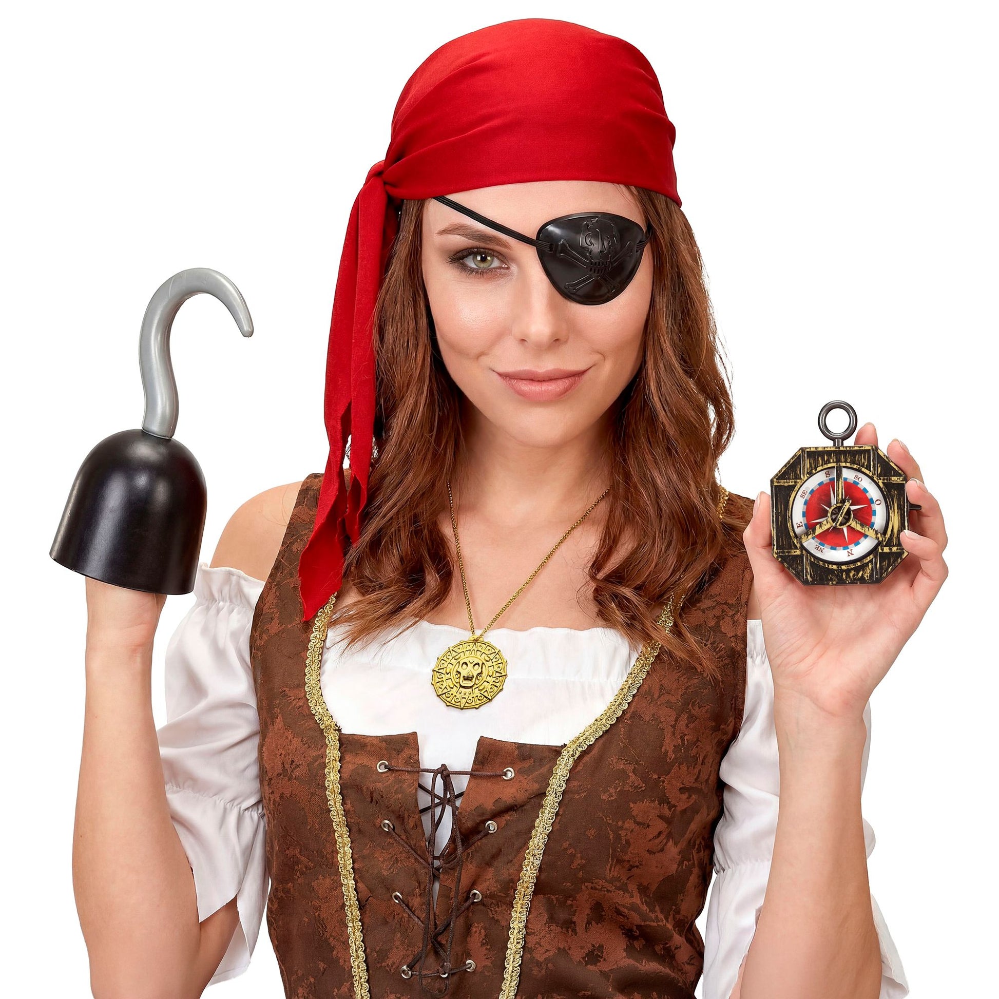 "PIRATEN ZUBEHÖR" (Haken, Kompass,Teleskop, Augenklappe, Halskette mit Medaillon) – Ansicht 3