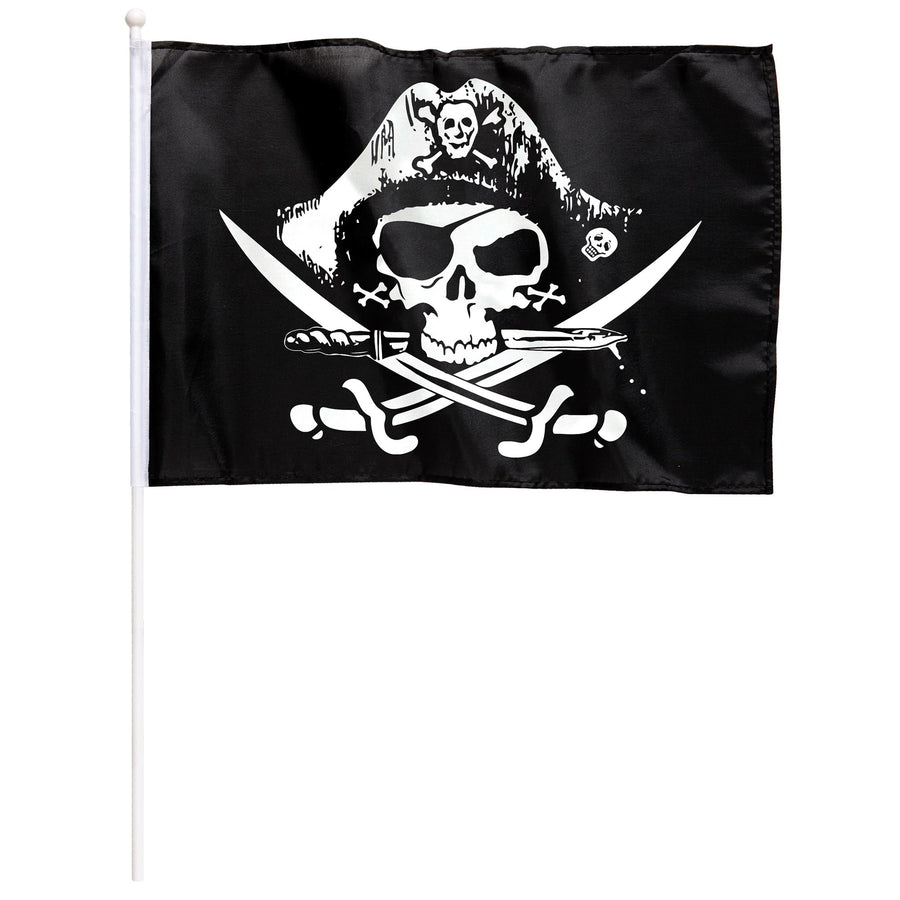 "PIRATENFAHNE MIT HALTER" 43x30 cm – Vorderansicht