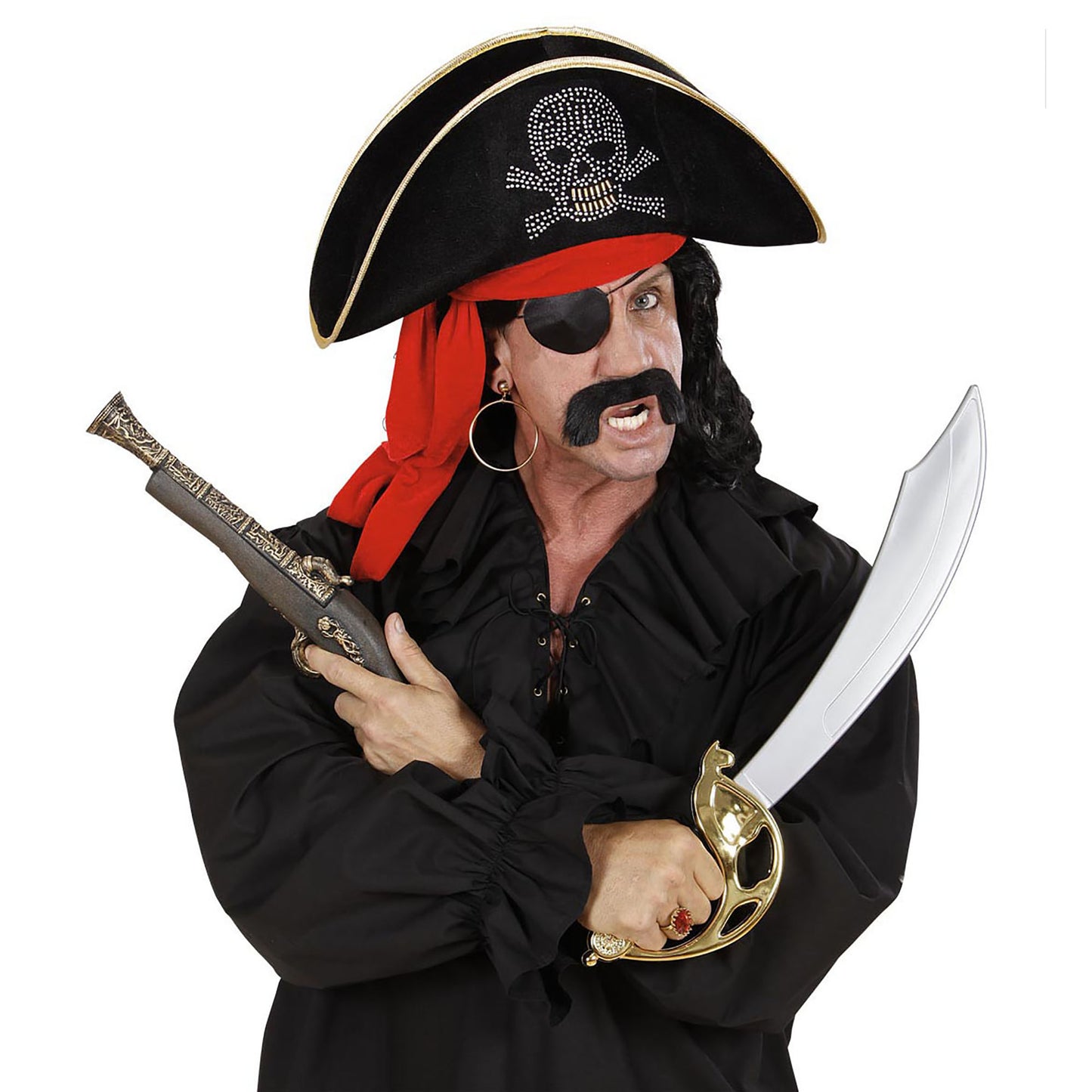 "PIRATENHUT MIT NIETEN SCHÄDEL UND BANDANA" aus Samt – Ansicht 3