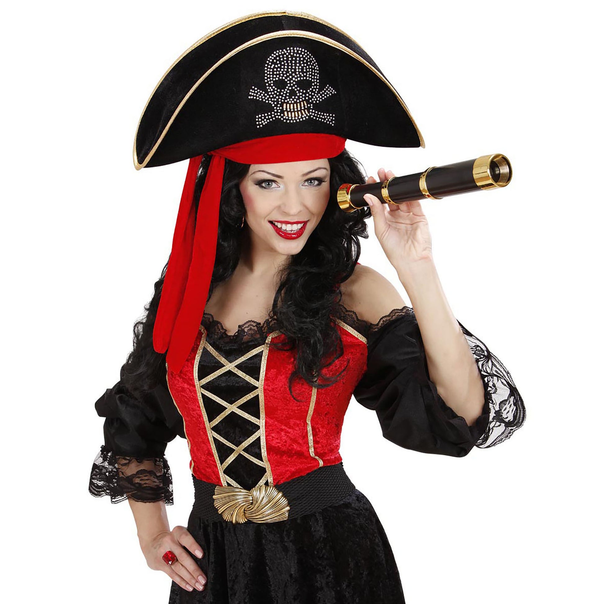 "PIRATENHUT MIT NIETEN SCHÄDEL UND BANDANA" aus Samt – Ansicht 4