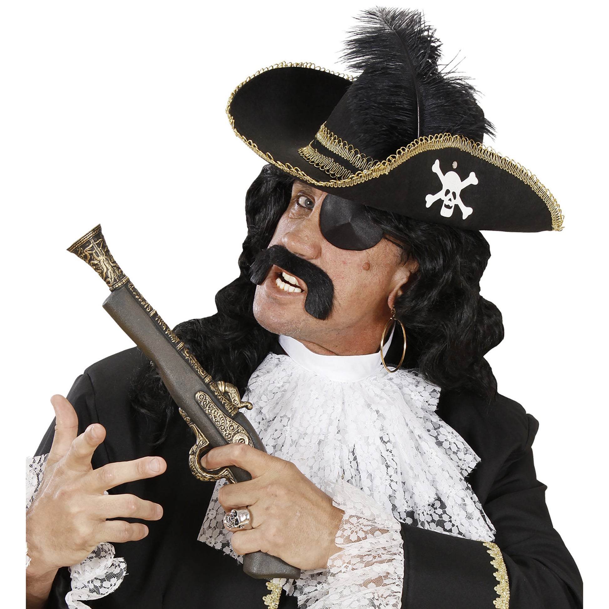 "PIRATENHUT MIT SCHÄDEL UND FEDERN" aus Filz – Ansicht 4