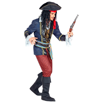 "PIRATENKAPITÄN" (Jacke mit Weste & Hemd, Hose, Gürtel mit Schnalle & Schärpe, Stiefelüberzieher, Hut mit Bandana) – Ansicht 3