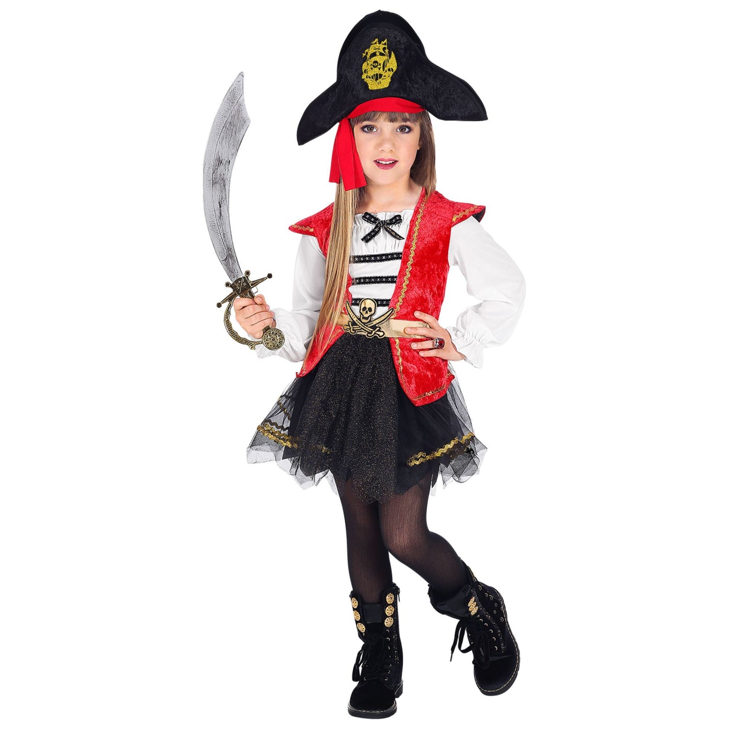 "PIRATENKAPITÄN" (Kleid mit Tutu, Hut mit Bandana) – Detailansicht