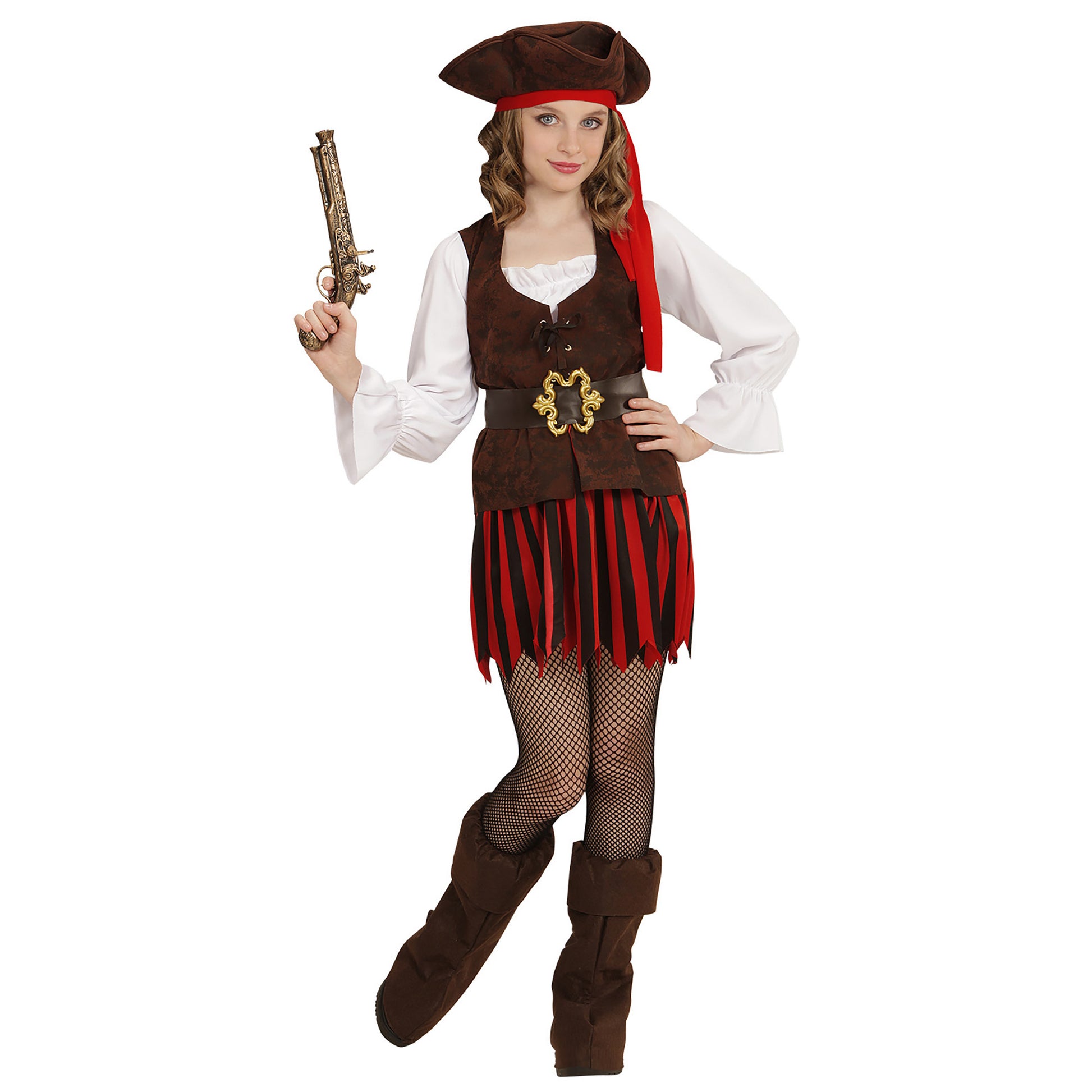 "PIRATENMÄDCHEN DER KARIBIK" (Kleid, Gürtel, Stiefelüberzieher, Hut) – Detailansicht