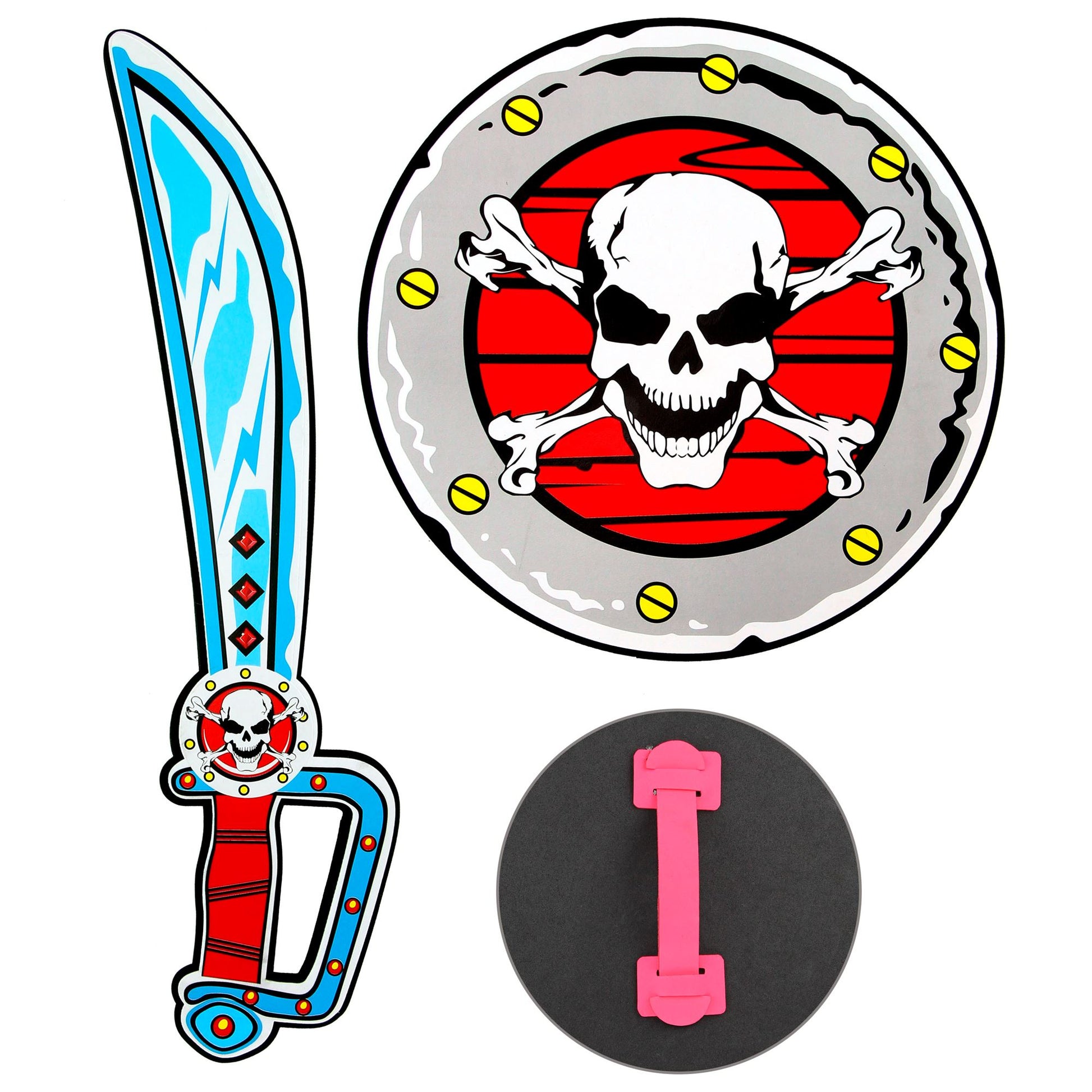 "PIRATENSÄBEL & SCHILD" aus weichem Schaumstoff - Schwert 52 cm, Schild 52 cm – Vorderansicht