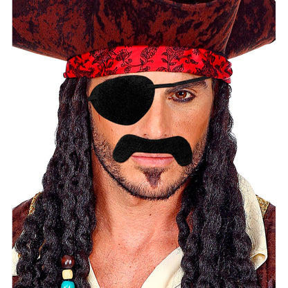 "PIRATENSCHNURBART UND AUGENKLAPPE" klebend - schwarz – Ansicht 3