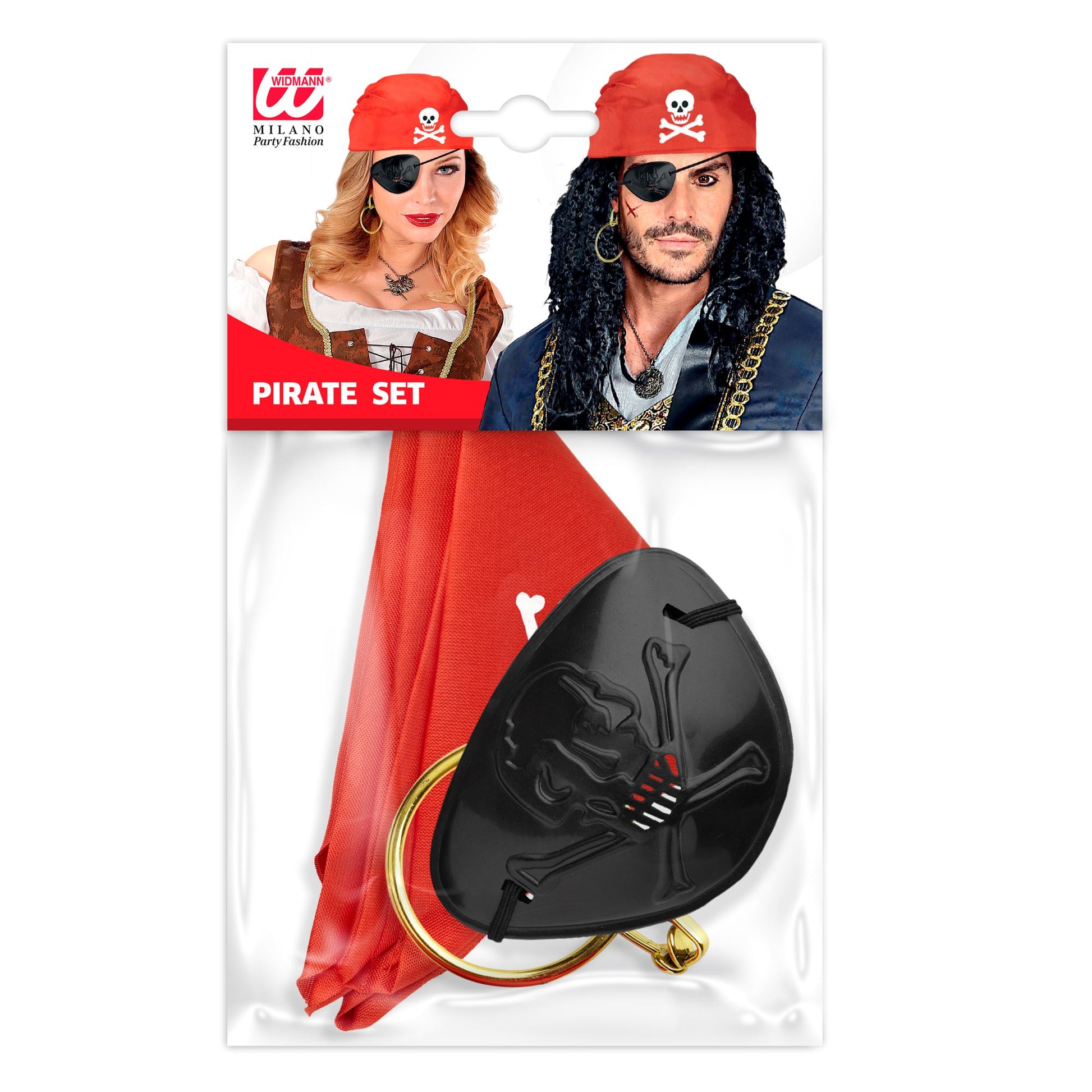 "PIRATENSET" (Bandana, Augenklappe, Ohrringe) – Detailansicht
