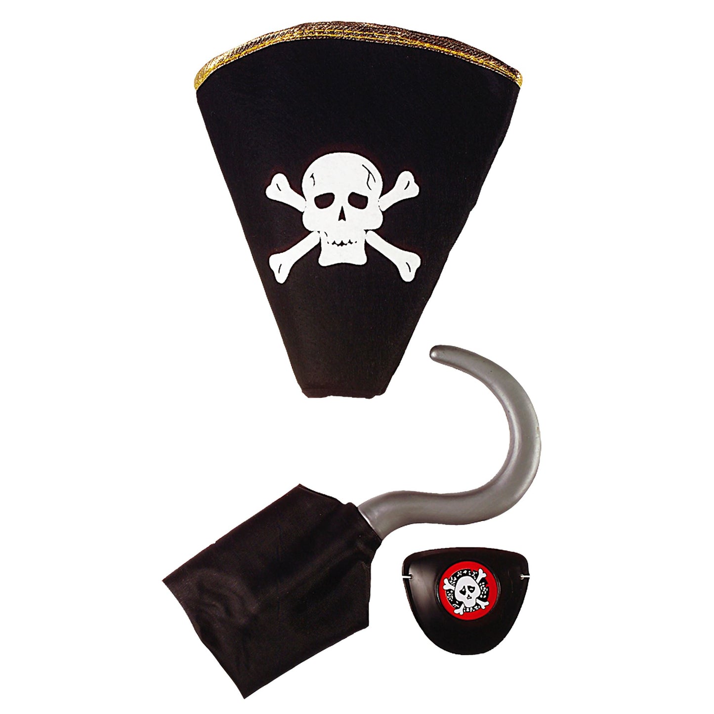 "PIRATENSET" (Hut, Haken, Augenklappe) – Vorderansicht