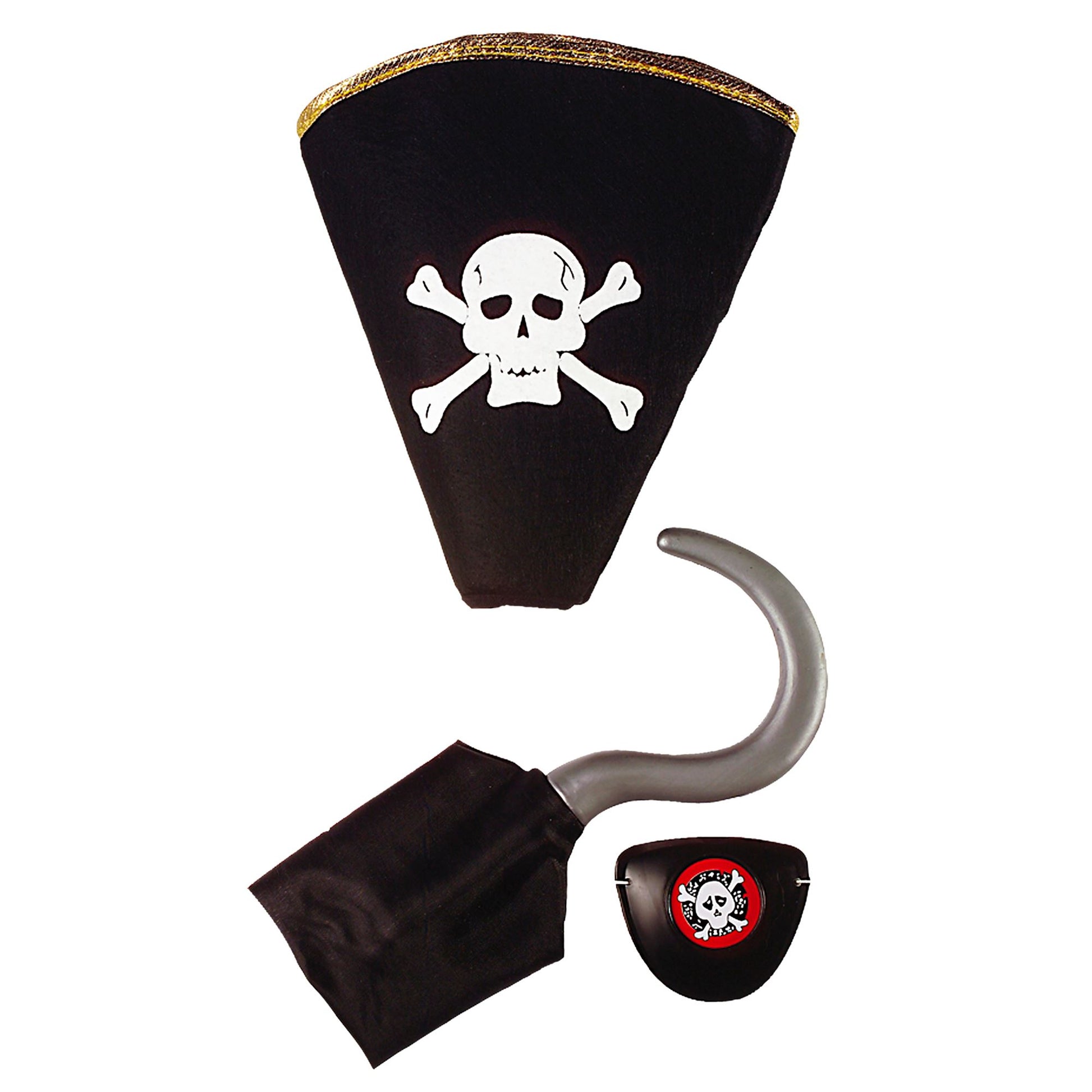 "PIRATENSET" (Hut, Haken, Augenklappe) – Vorderansicht