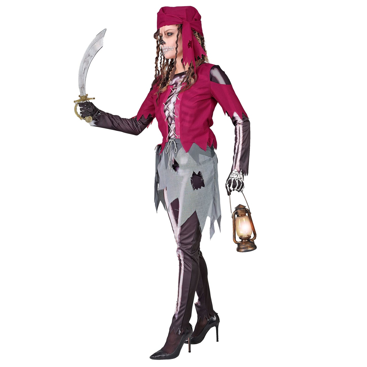 "PIRATENSKELETT" (Hemd mit Korsett und Rock, Leggings, Kopftuch) – Ansicht 3
