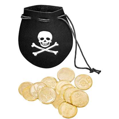 "PIRATENTASCHE MIT 12 GOLDENDEN DUBLONEN" – Vorderansicht